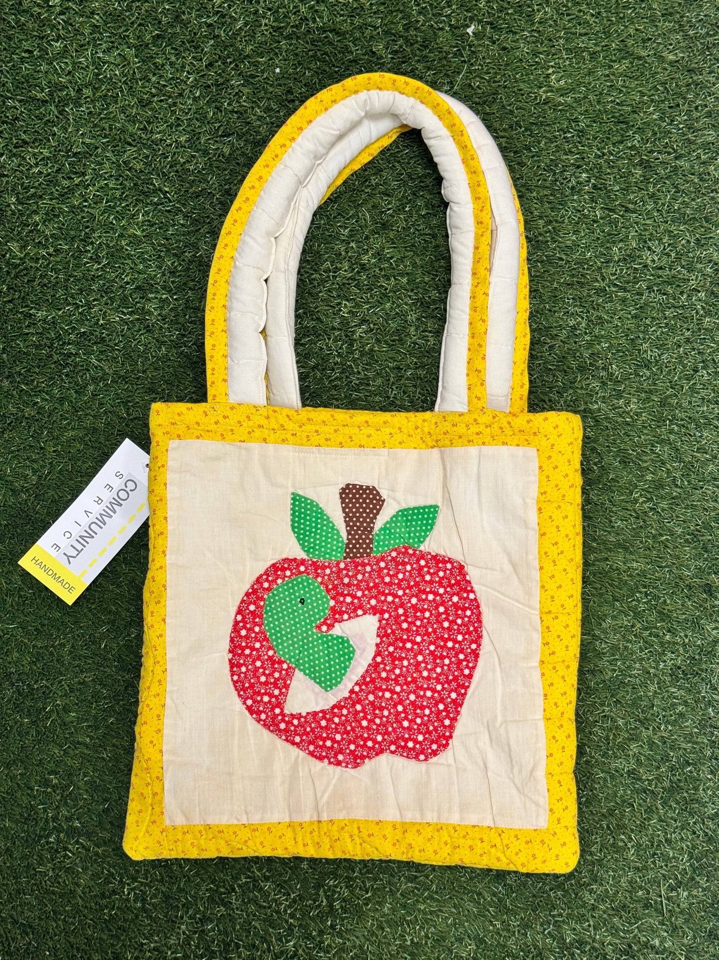 Upcycled Quilted Tote - Apple/Turtle | MN X Community
