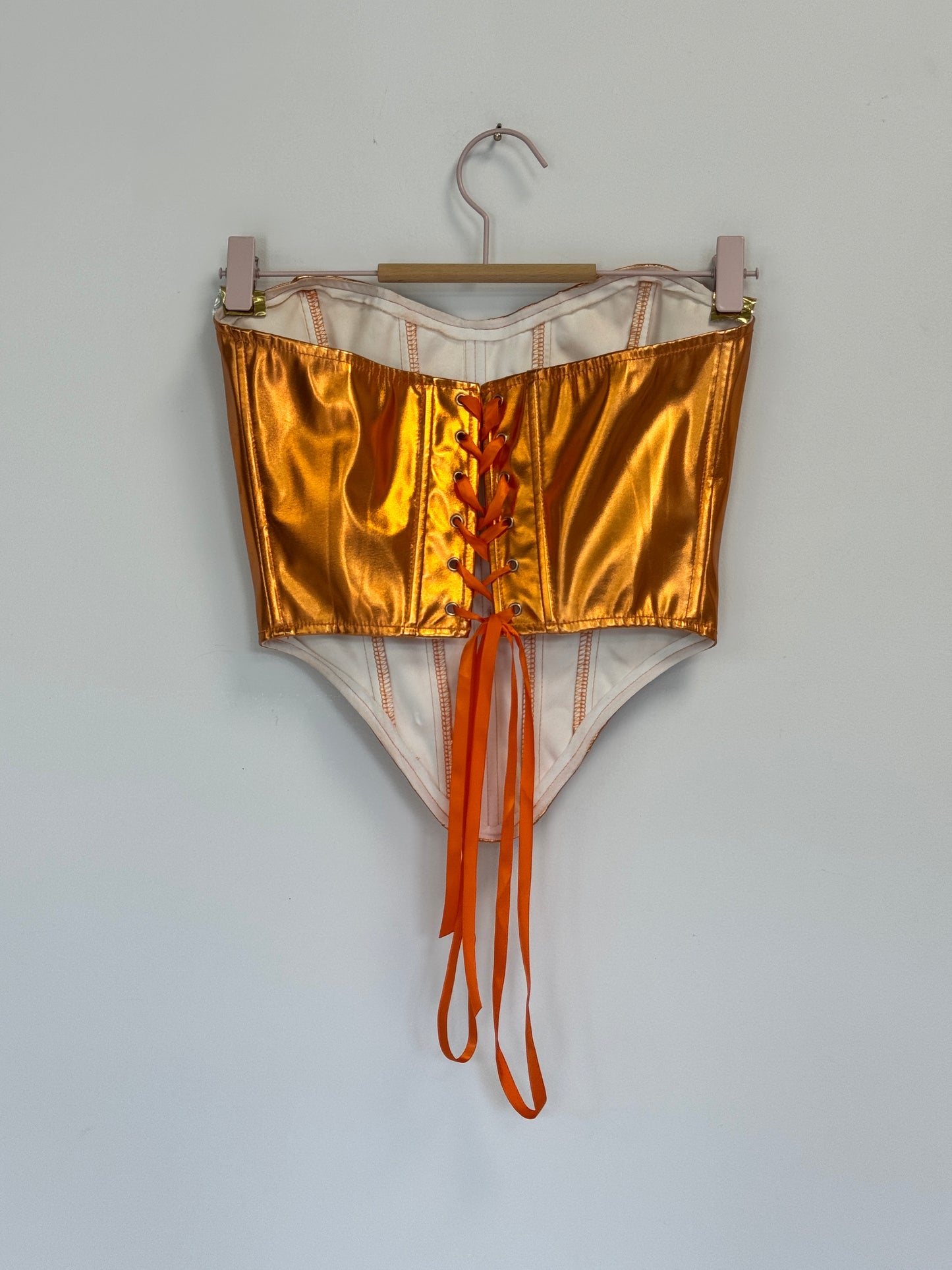 Embellished Gold + Silver on Orange Corset, Size M/L | Naranja Design