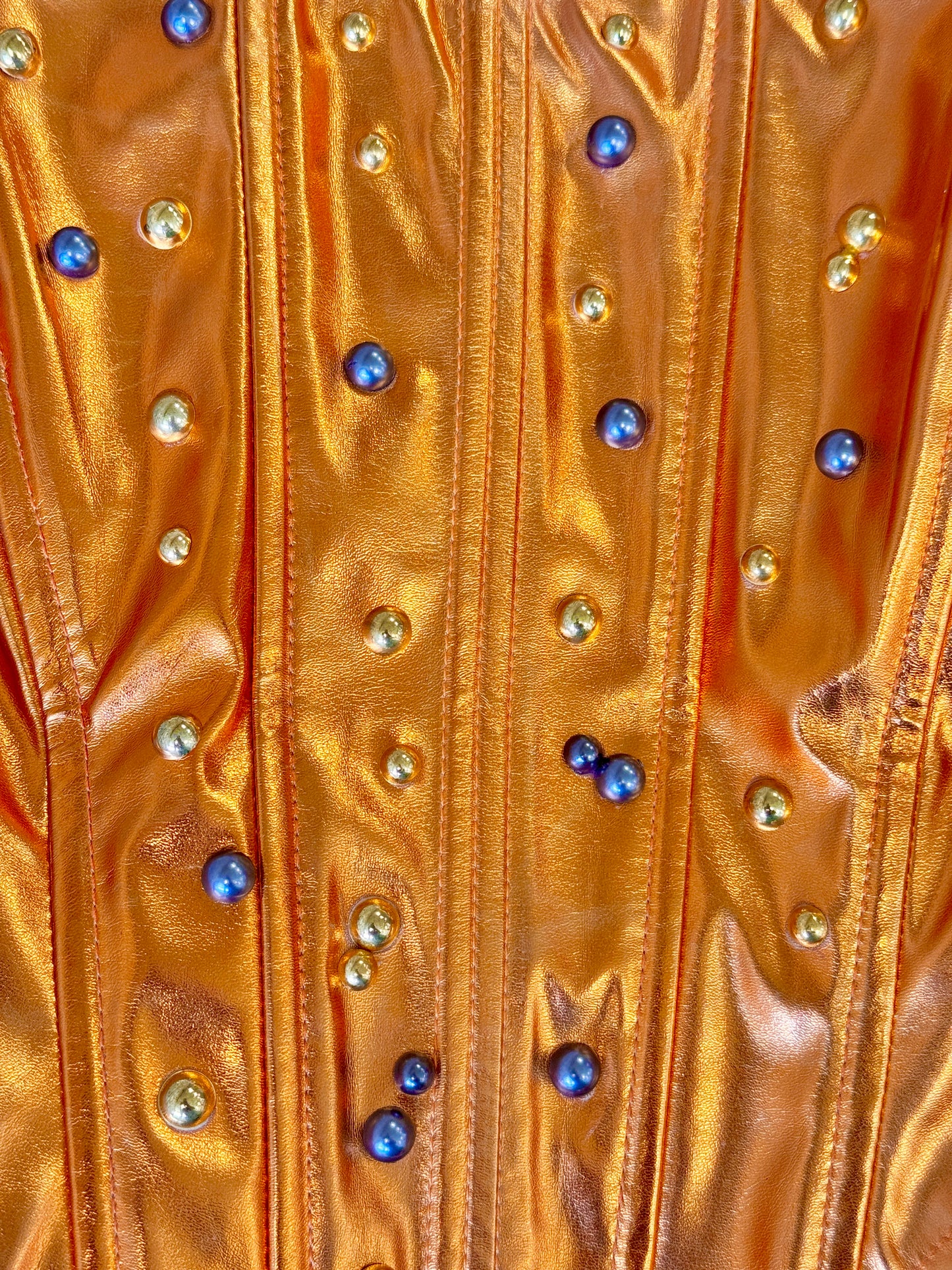Embellished Gold + Silver on Orange Corset, Size M/L | Naranja Design