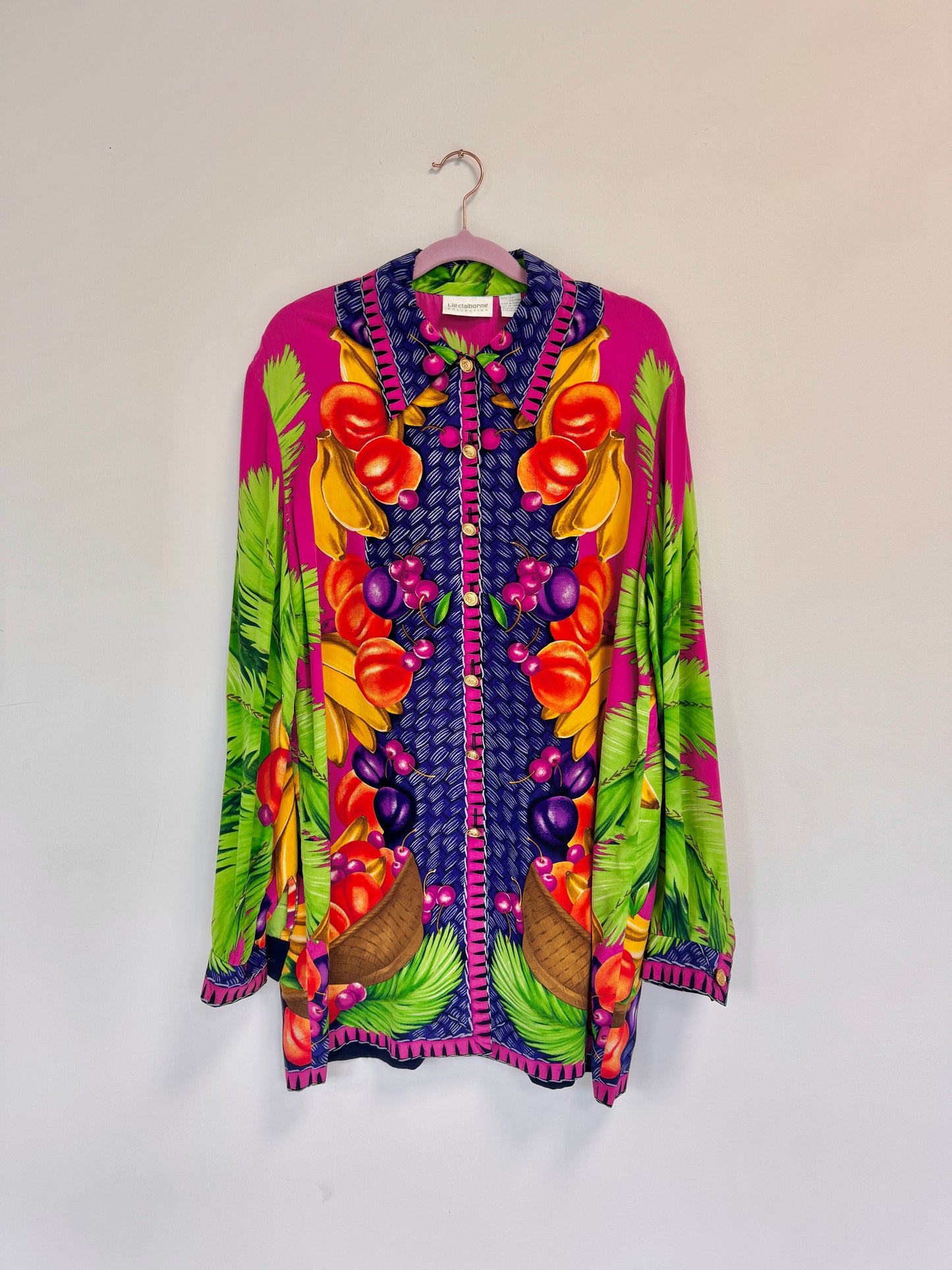 VTG 100% Silk Fruit Button-Down