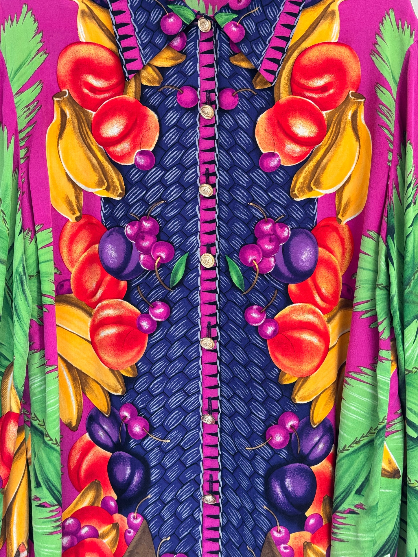 VTG 100% Silk Fruit Button-Down