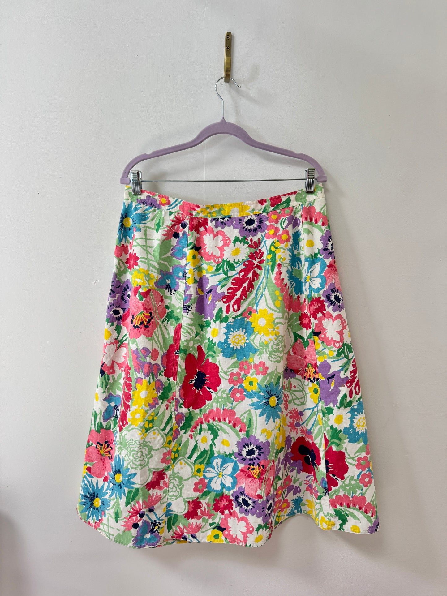 Size L, 31 to 33 Waist Lord and Taylor Floral Midi Wrap Skirt