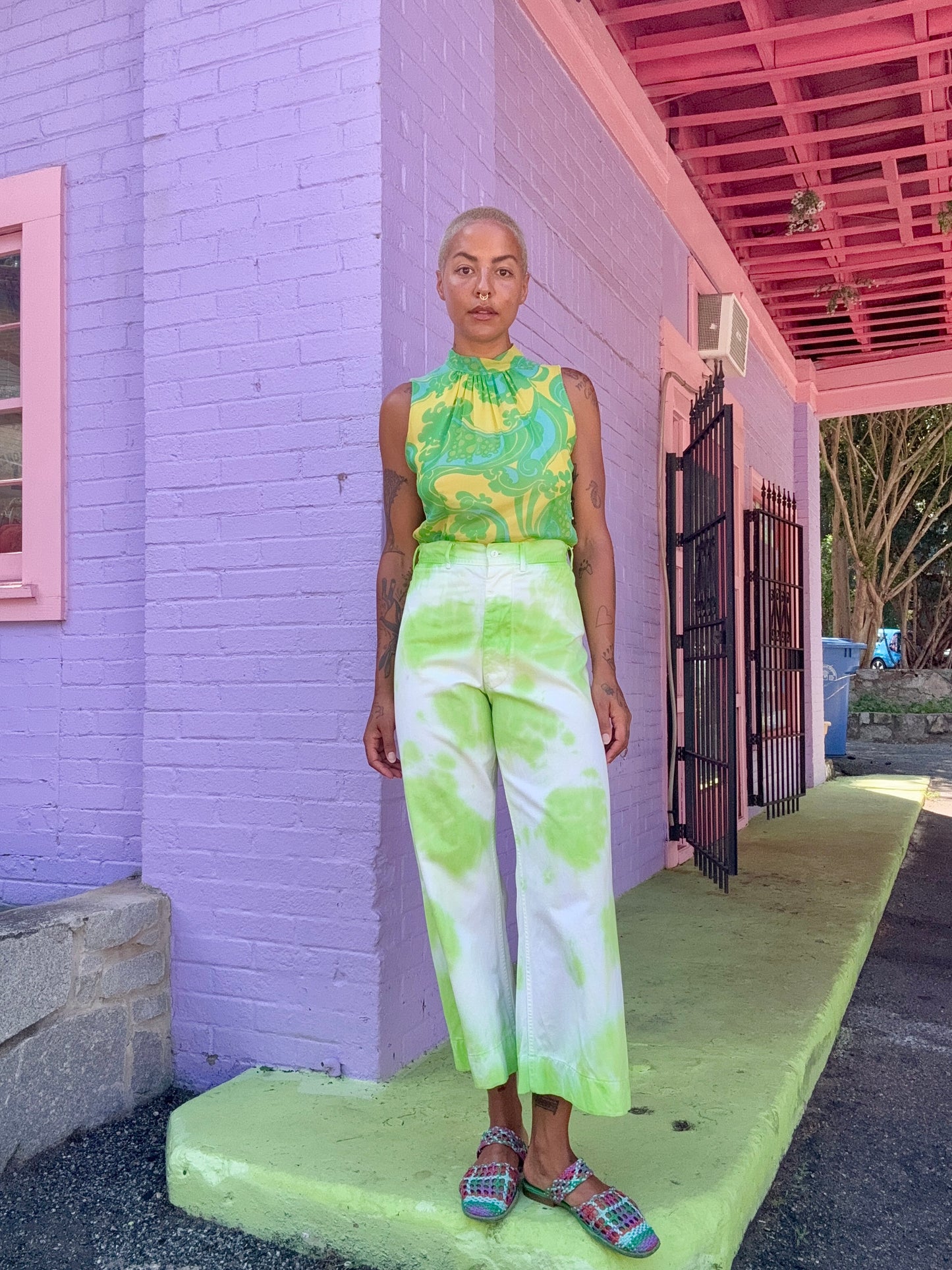 Sz S/M 28" VTG Tie-Dyed Sailor Pants