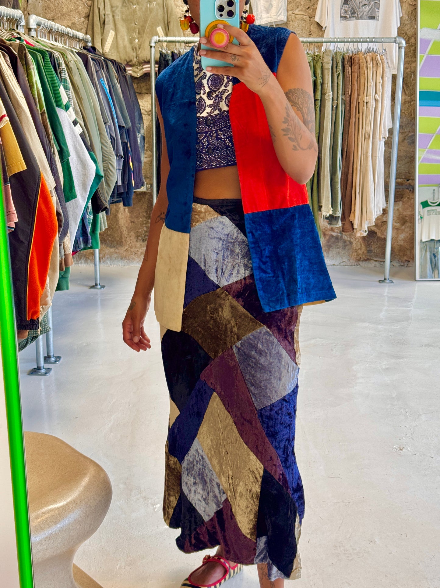 Size M/L, Vintage Harlequin Patchwork Skirt