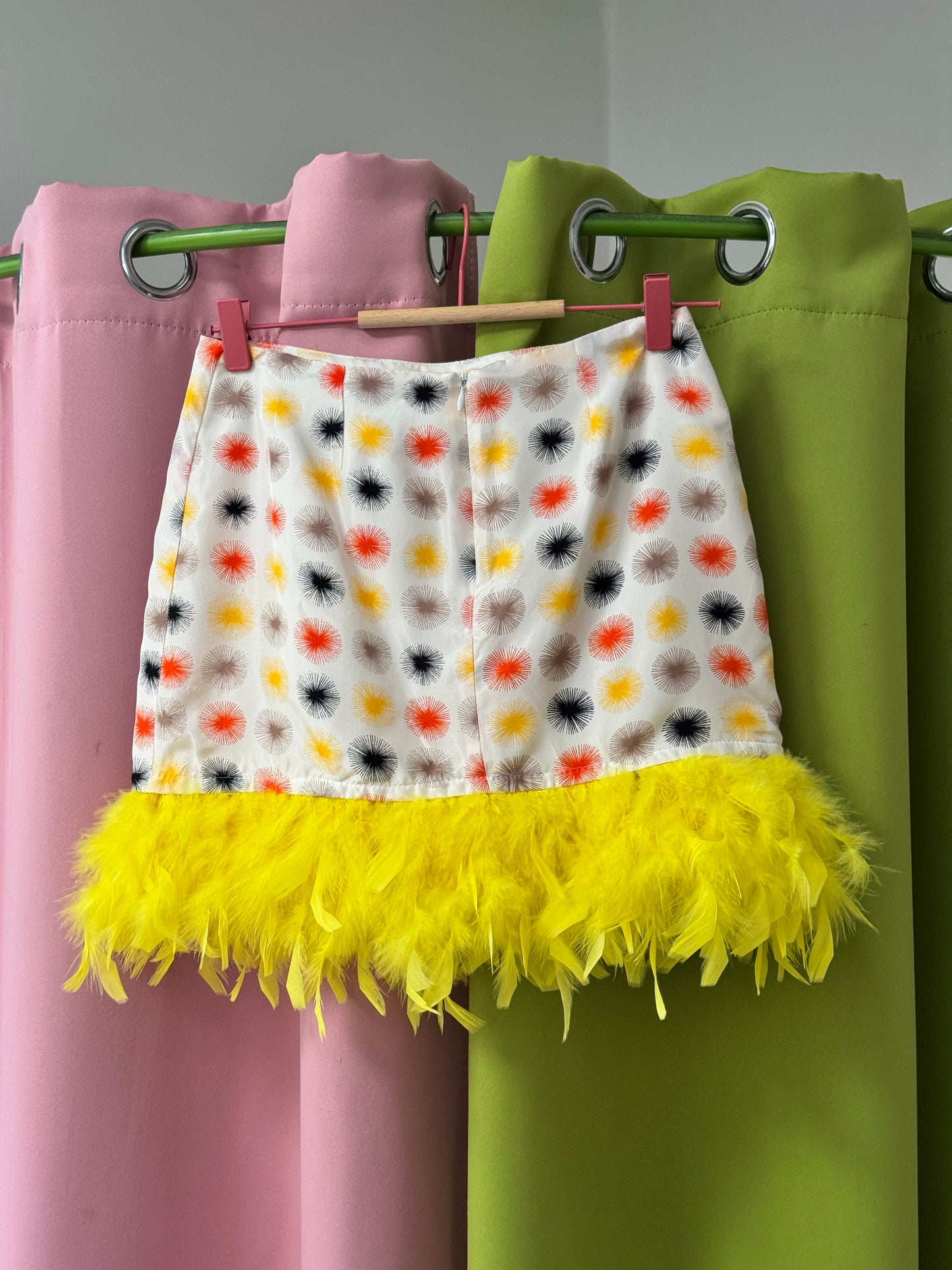 Sz XS Upcycled Silk Mini Skirt with Feathers | MN X Community