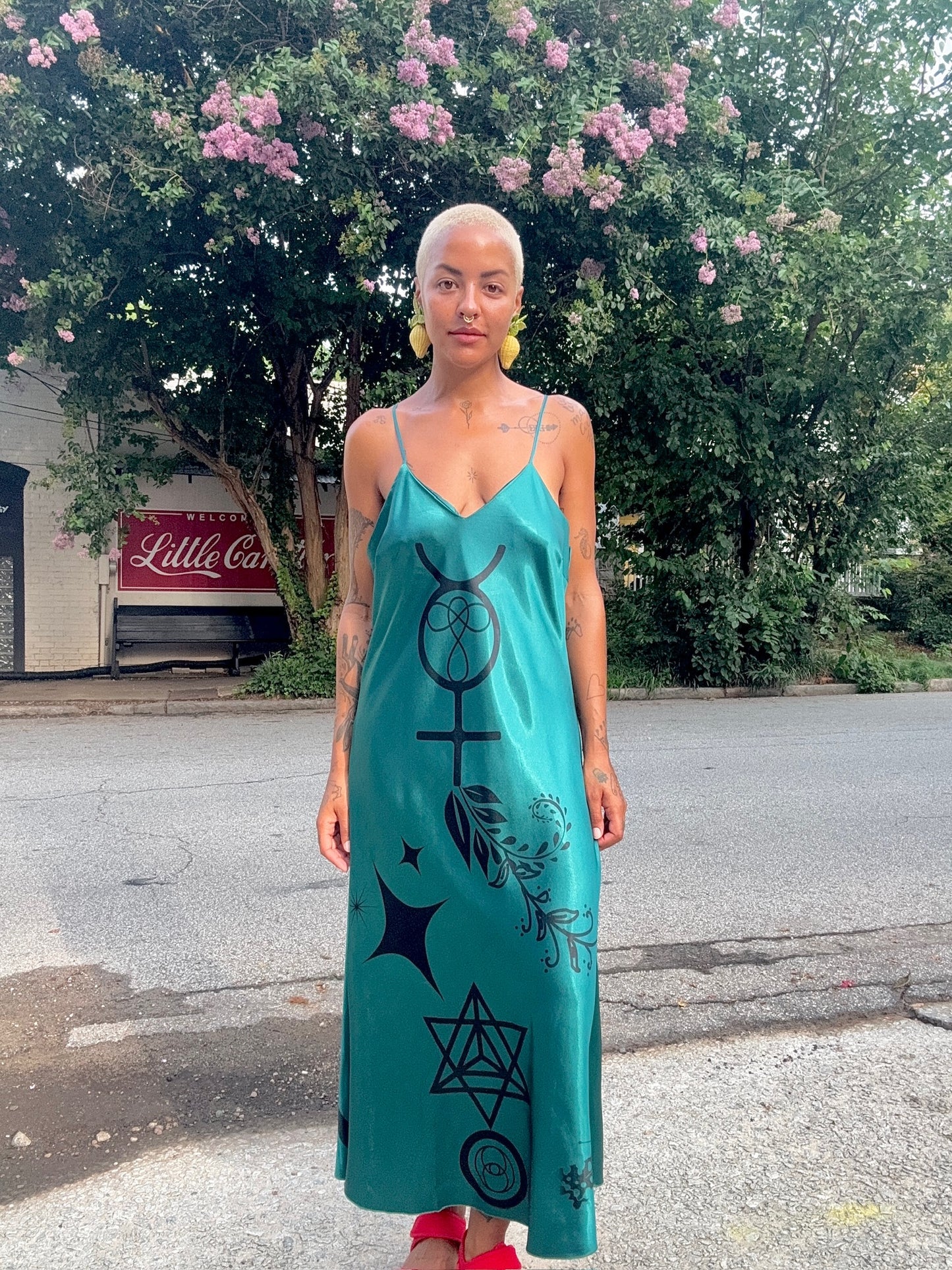 Sz L Emerald Hand-Printed Slip | Celestial Habits