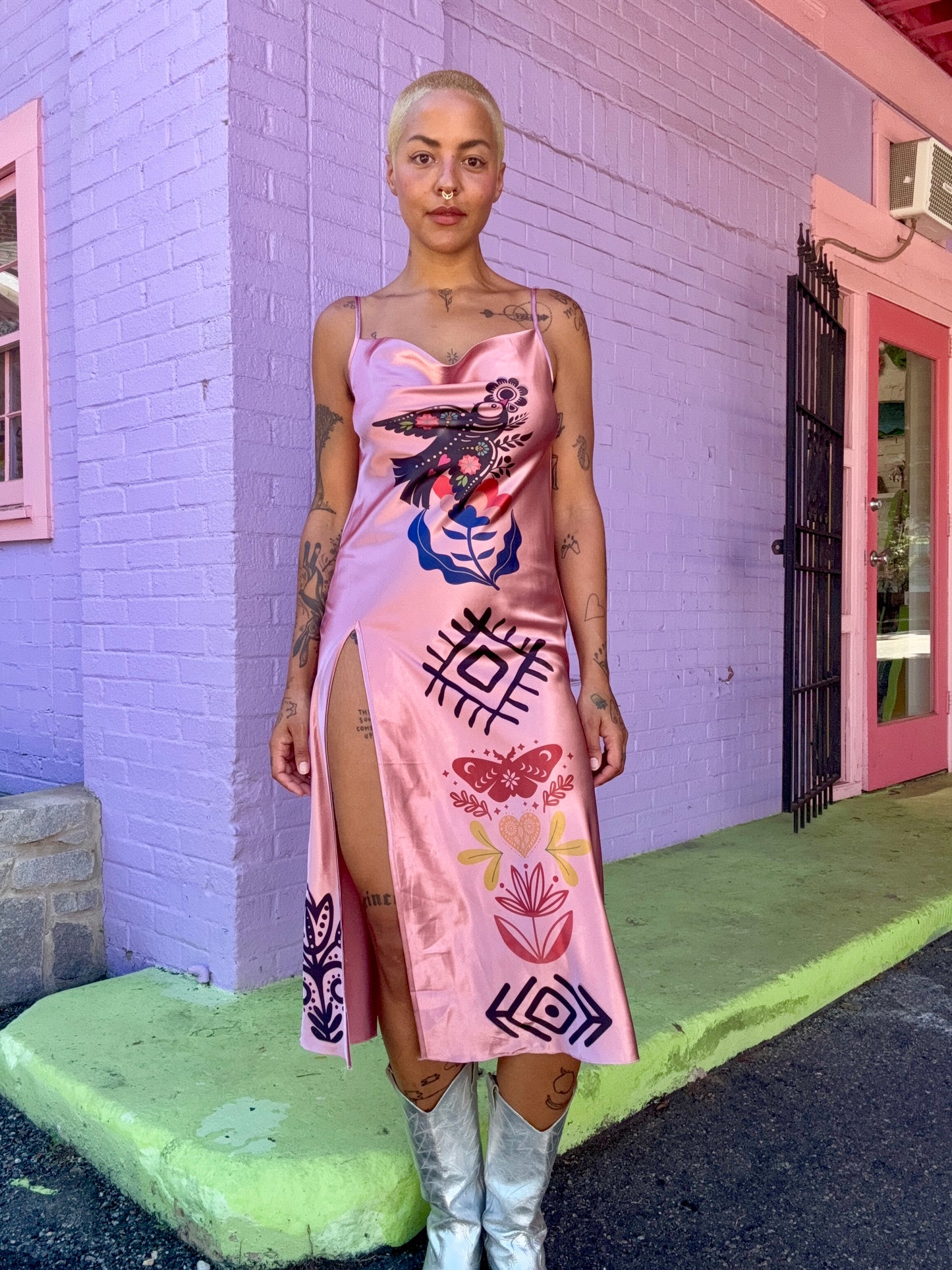 Sz S Hand-Printed Mayan Slip Dress | Celestial Habits