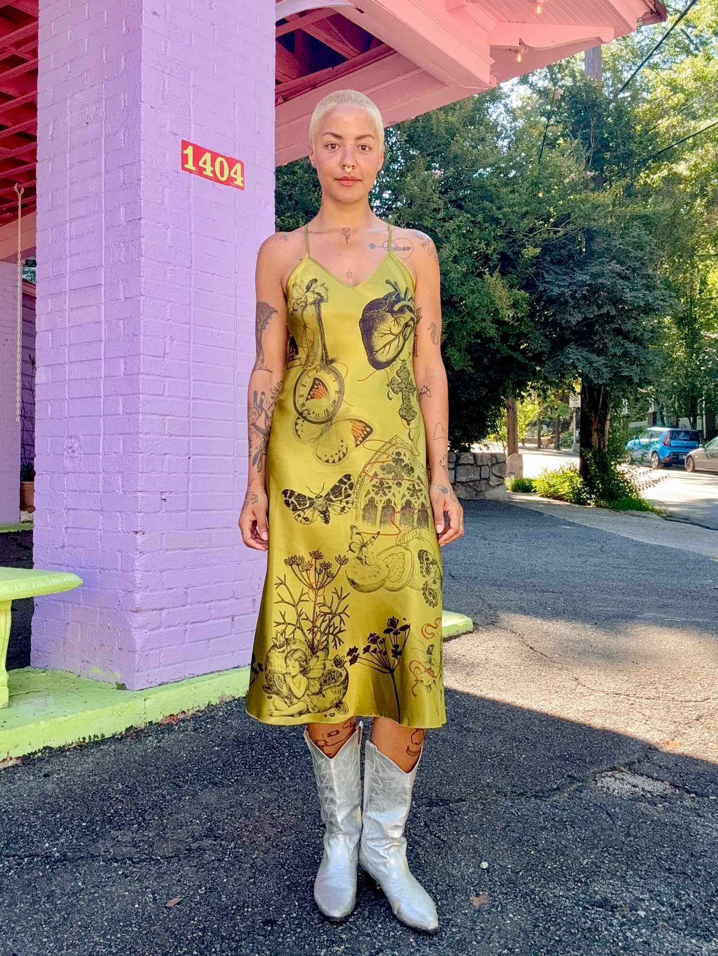 Sz M Hand-Printed Anatomical Heart Slip Dress | Celestial Habits