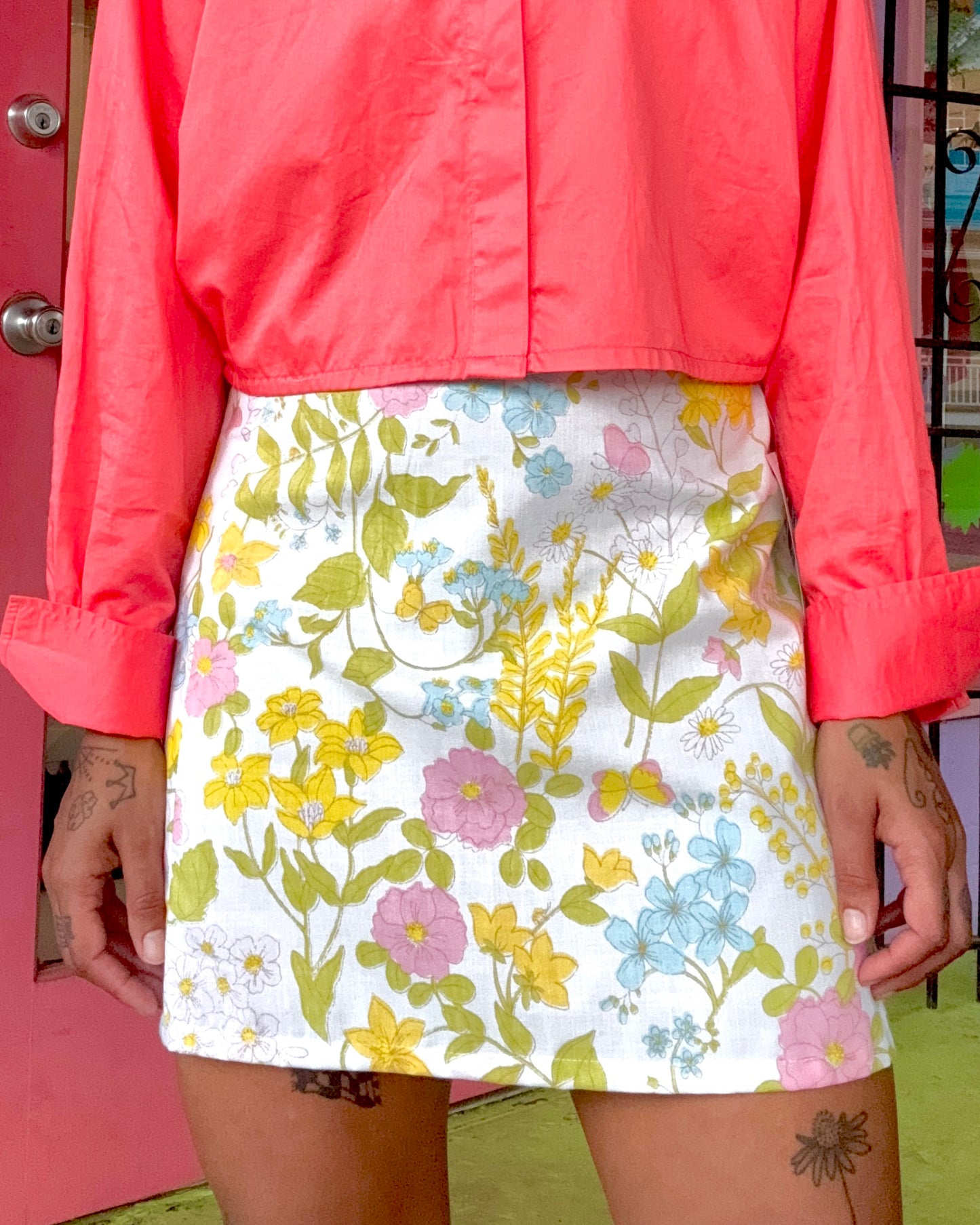 Sz M Handmade Floral Mini Skirt  | Community