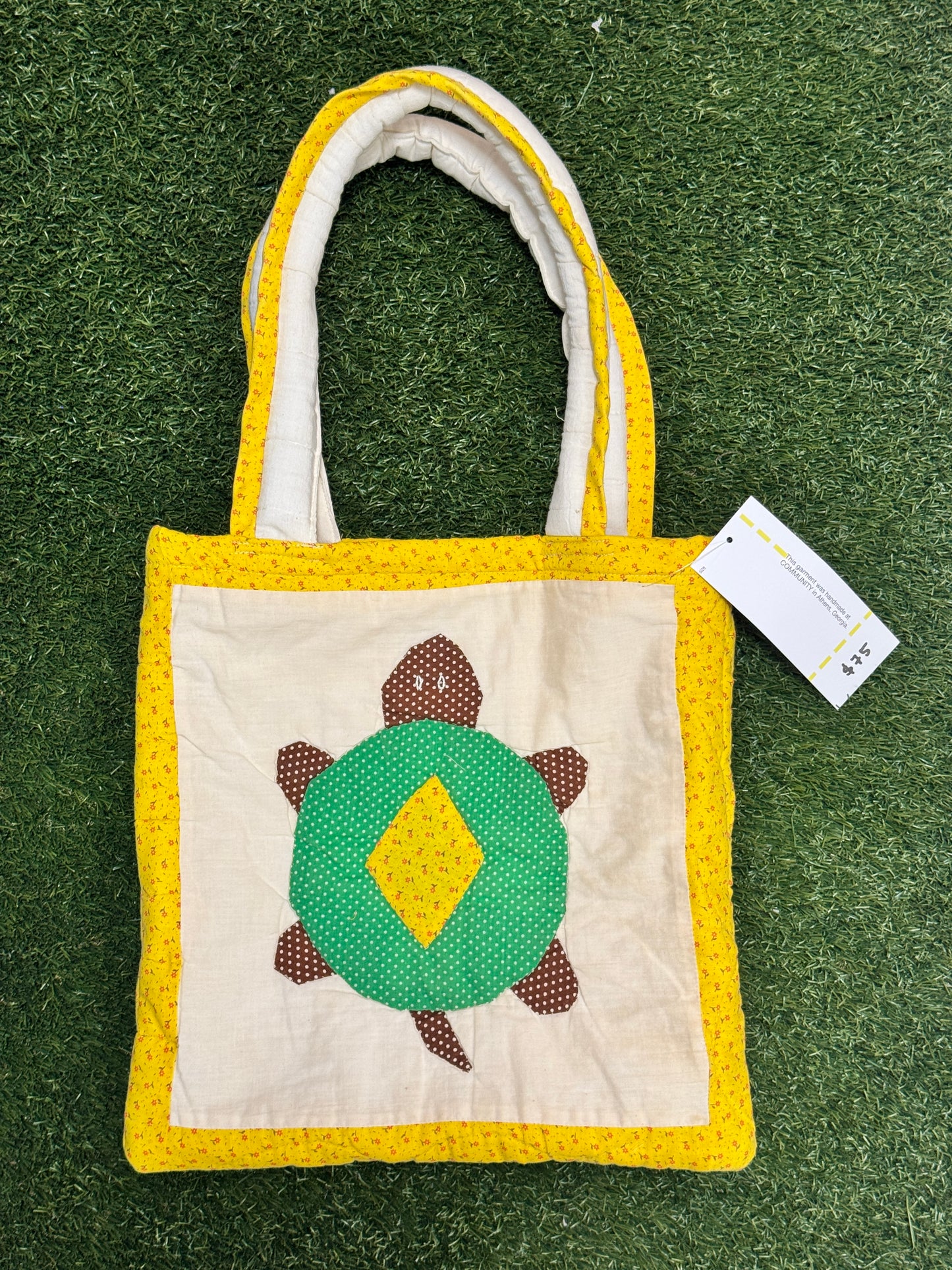 Upcycled Quilted Tote - Apple/Turtle  | MN X Community