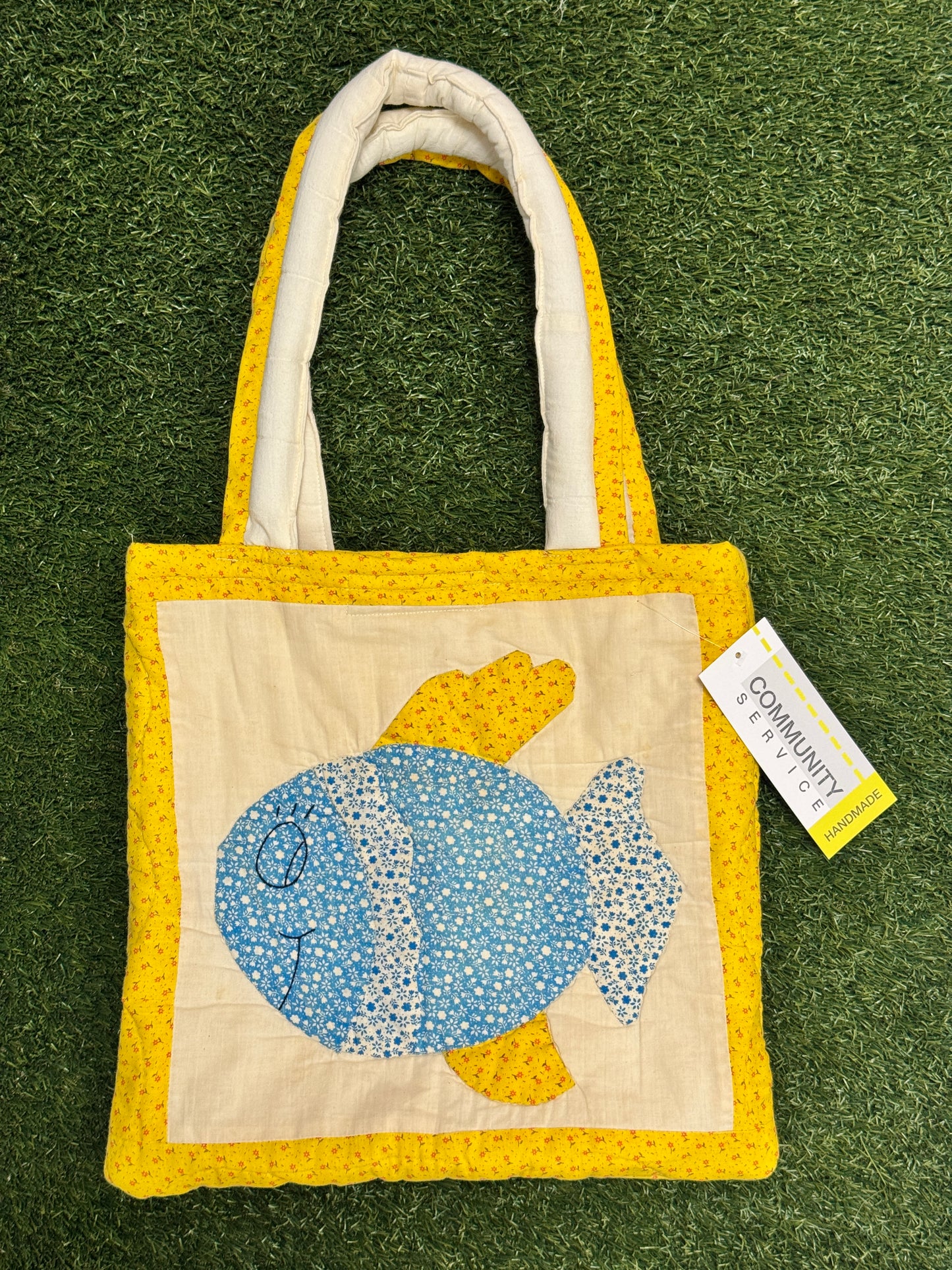 Upcycled Quilted Tote - Fish/Cat  | MN X Community