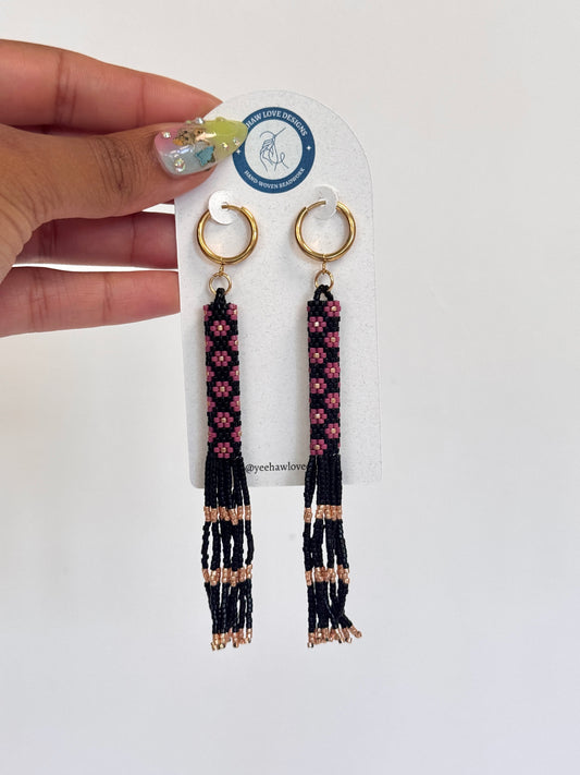 Black Peyote Fringe Earrings | Yeehaw Love Designs
