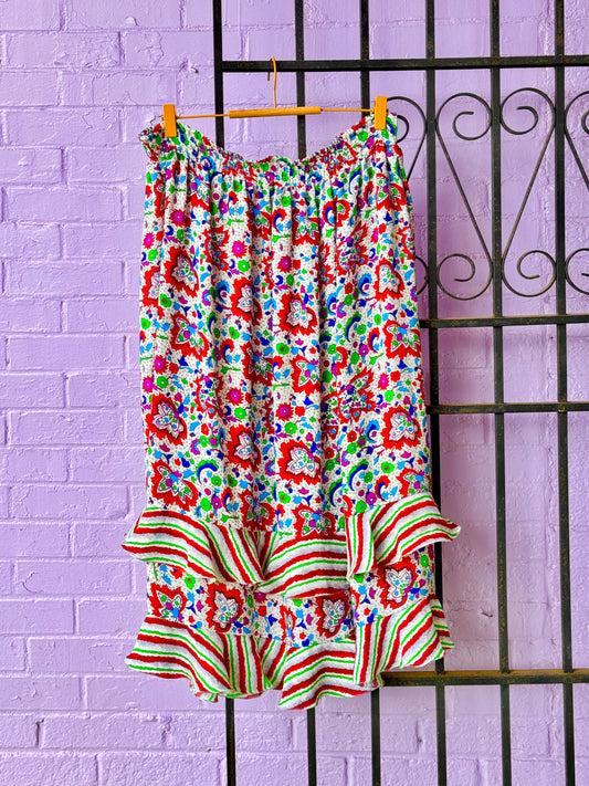 Sz XL Paisley Ruffle Skirt