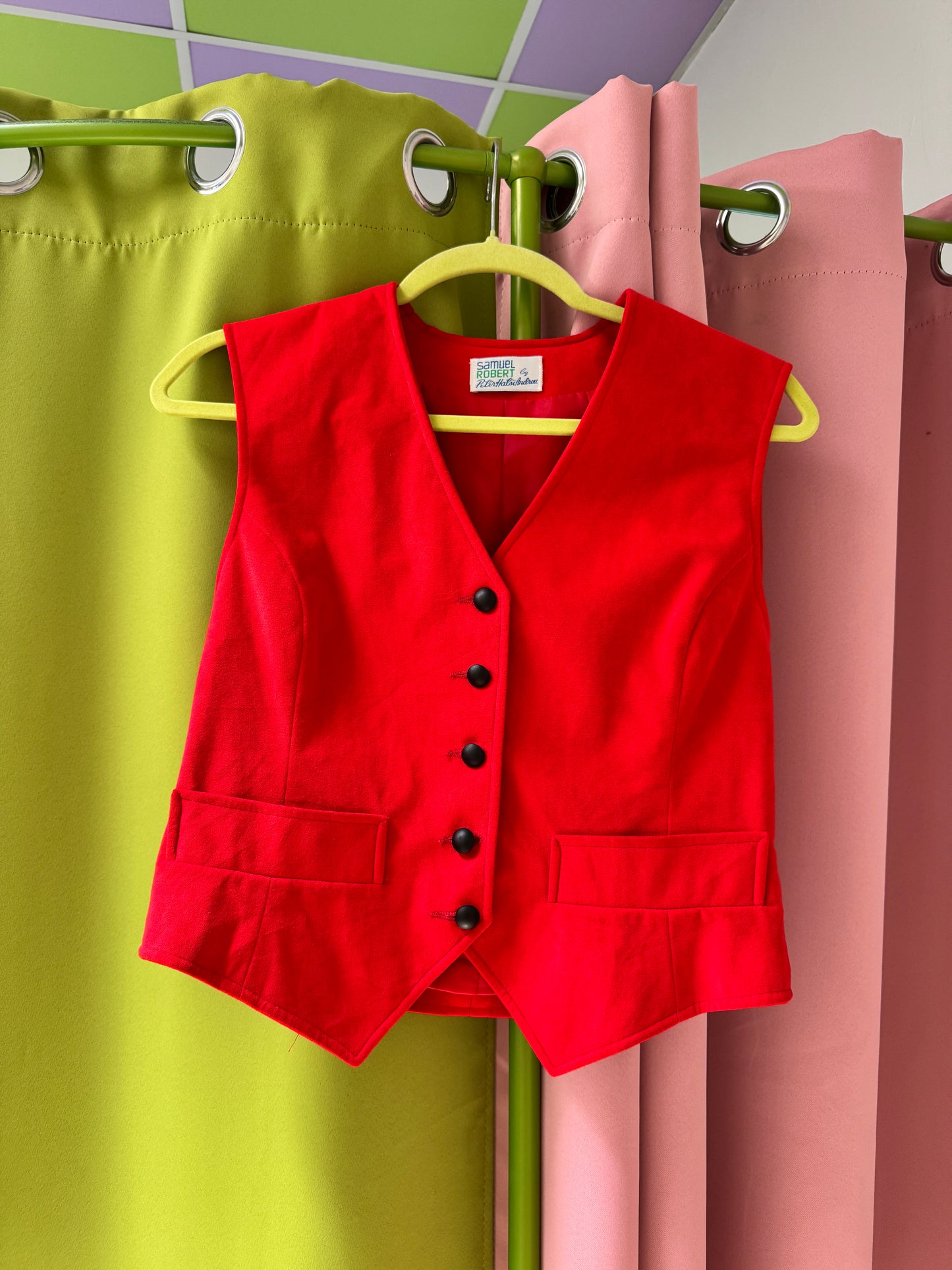 Sz S/M 1980s Red Ultrasuede Vest