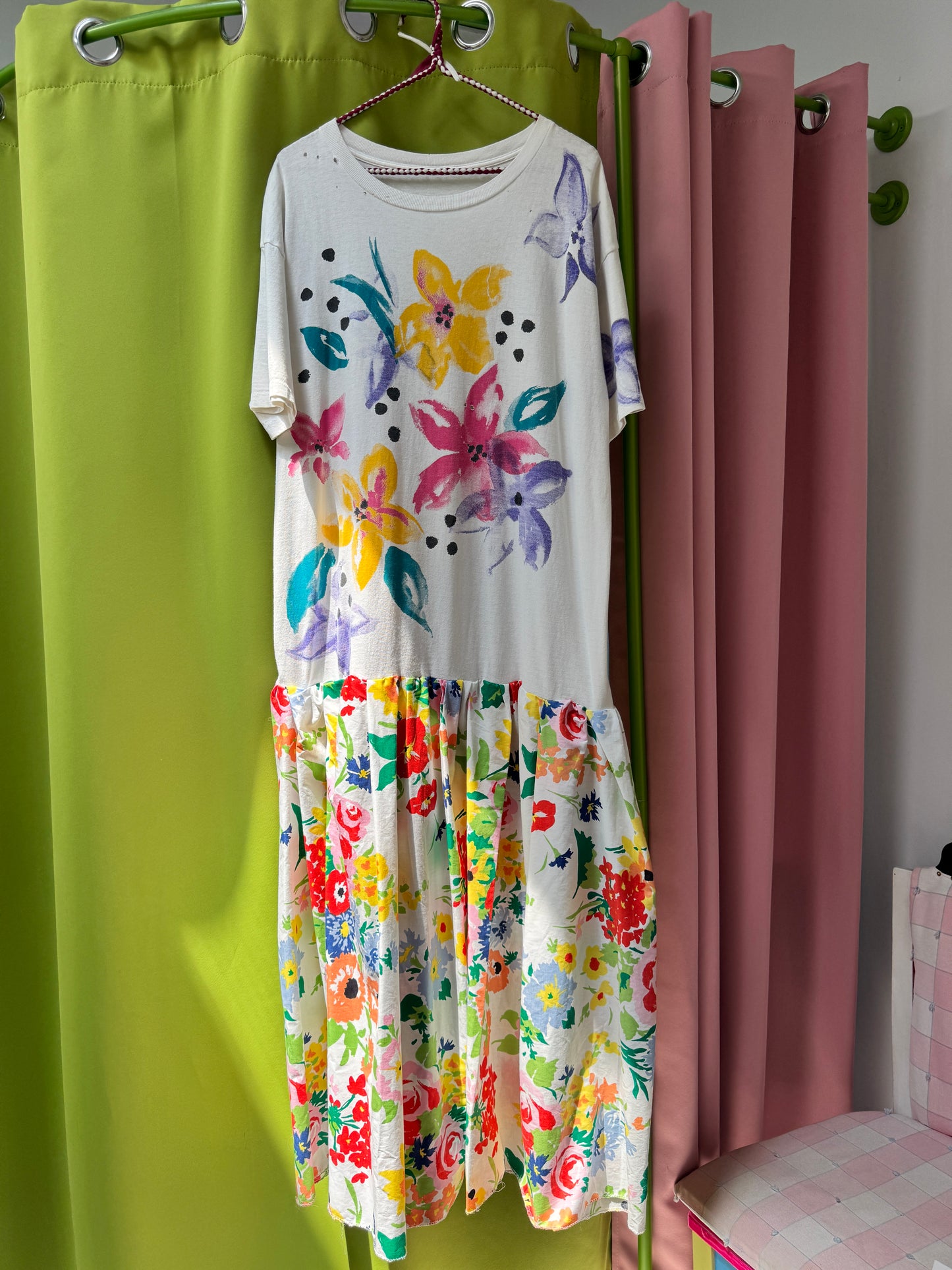 Sz. XL Handmade Floral T-Shirt Dress