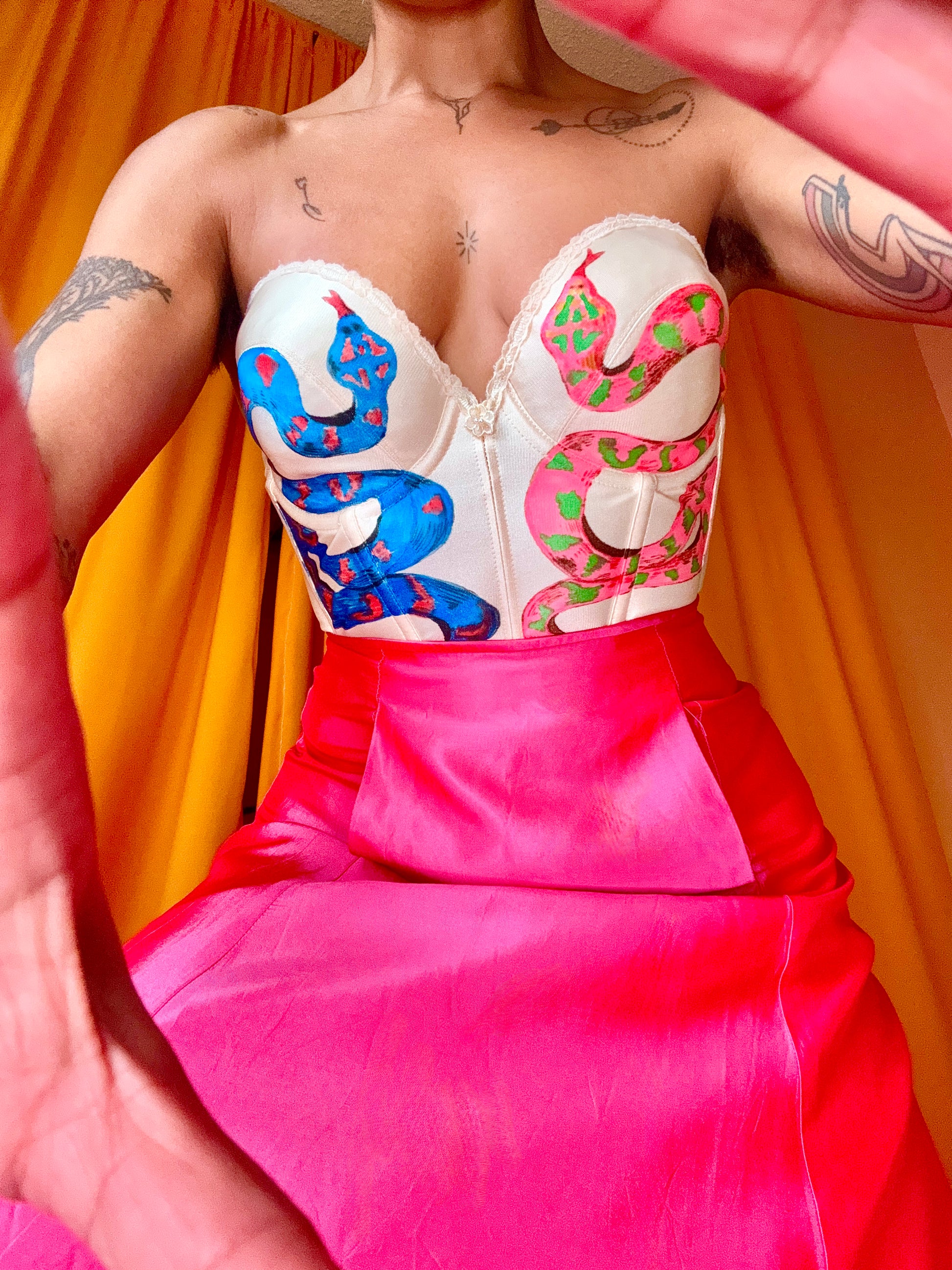 38C Hand-Painted Snake Bustier | by Michelle  Space Queen