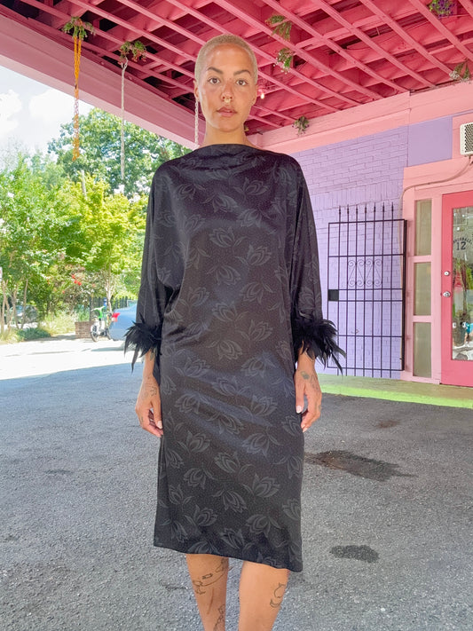 Sz M/L Handmade Feather Sleeve Party Dress