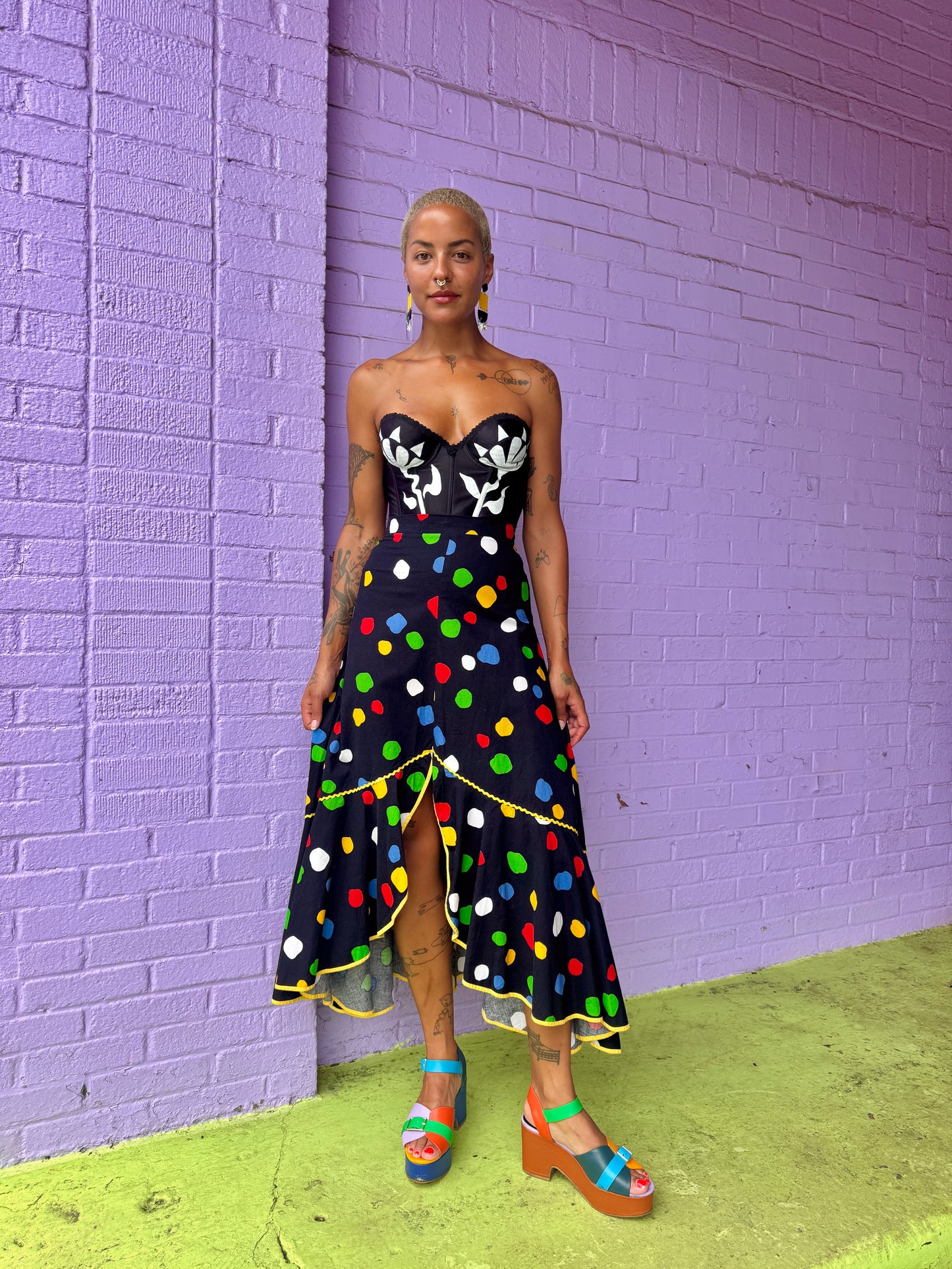 Sz XS Polka Dot Maxi Skirt