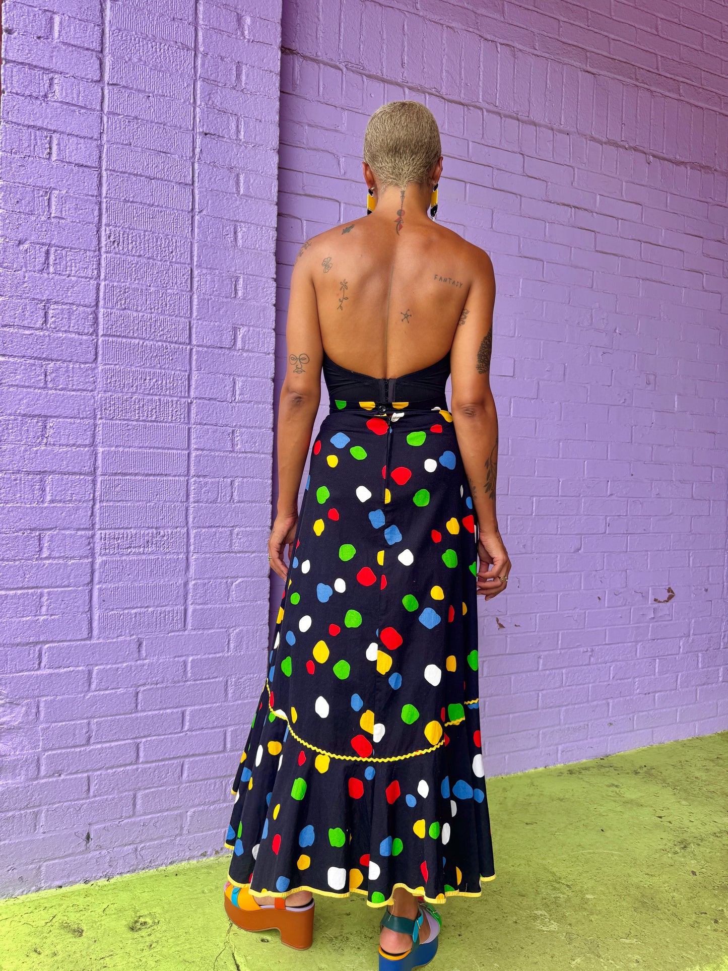 Sz XS Polka Dot Maxi Skirt