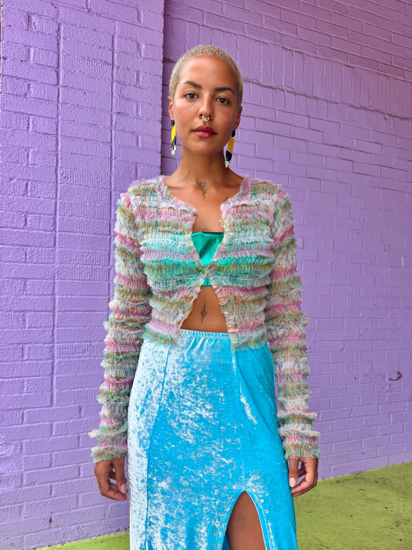 Sz M Susan Fang Tulle Rainbow Cardigan