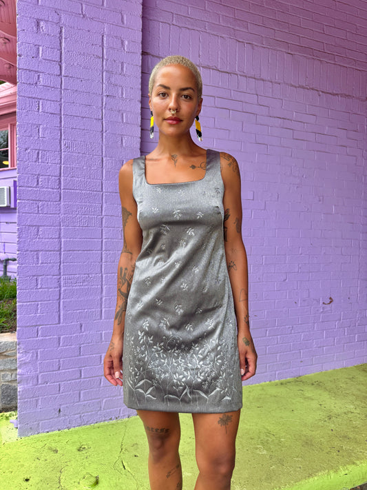 Sz. M Vintage 90's Silver Leaf Dress