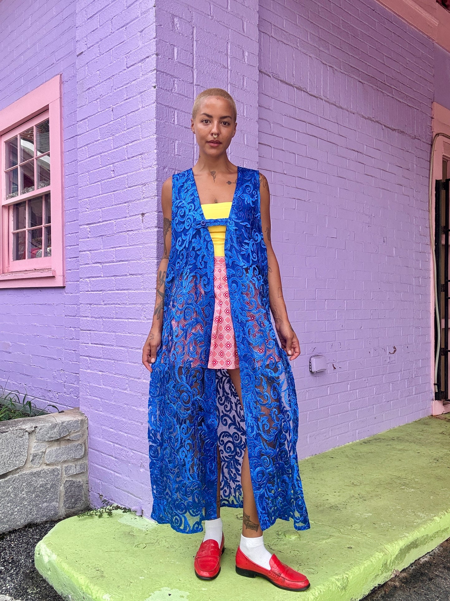 70's Free Size Vintage Shimmer Duster Vest