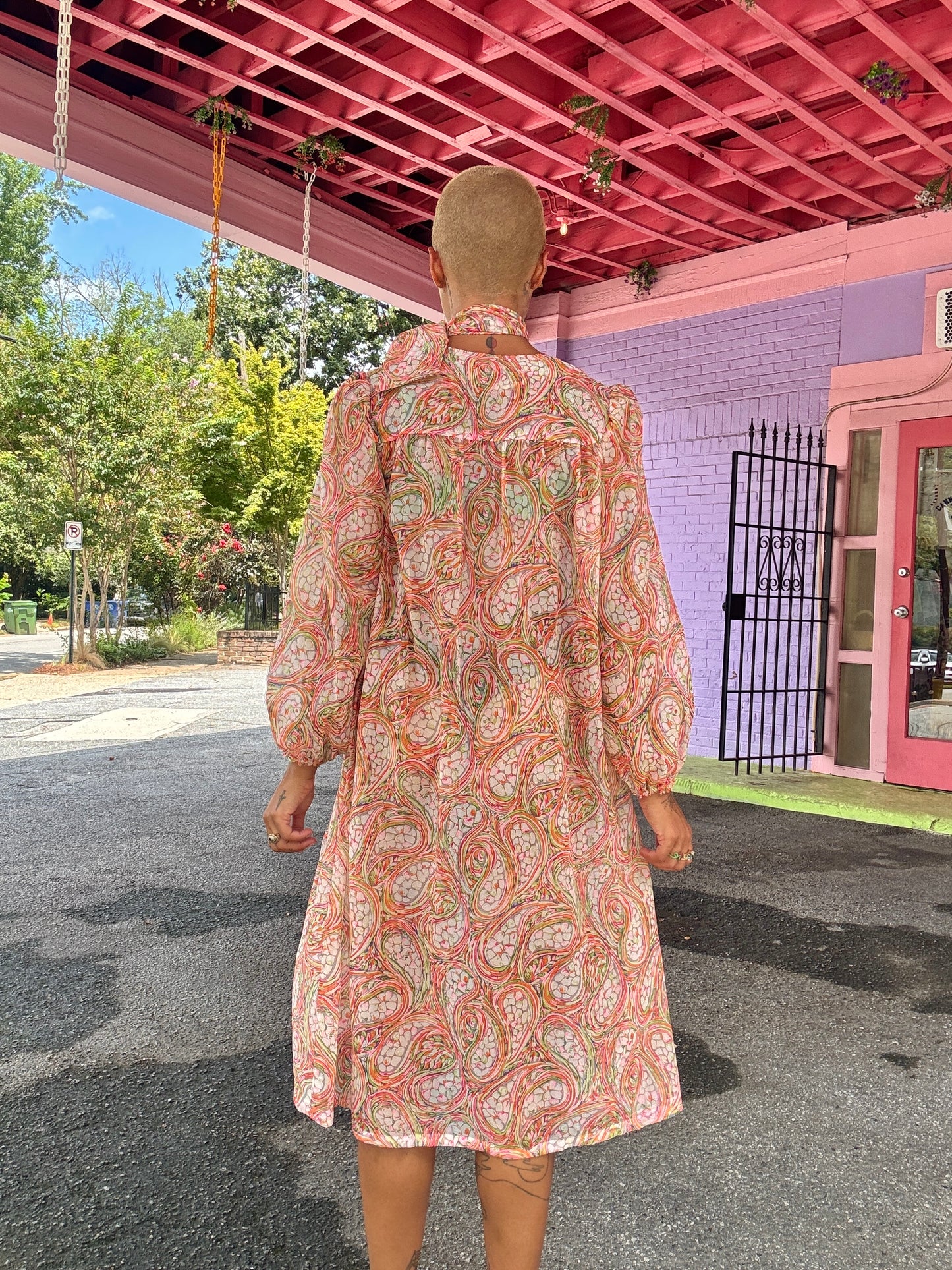 60s/70s Sheer Free Size Midi Dress