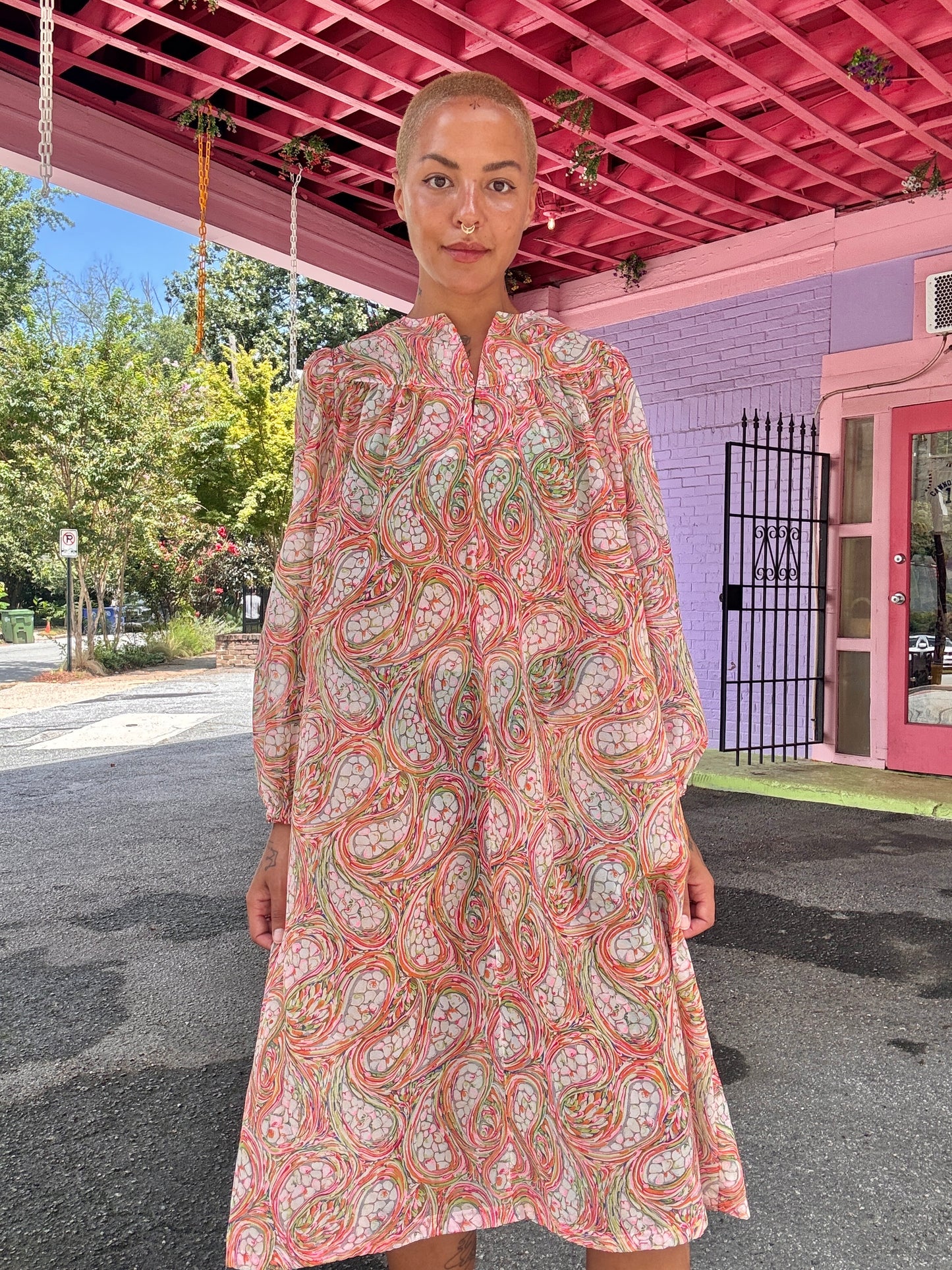 60s/70s Sheer Free Size Midi Dress