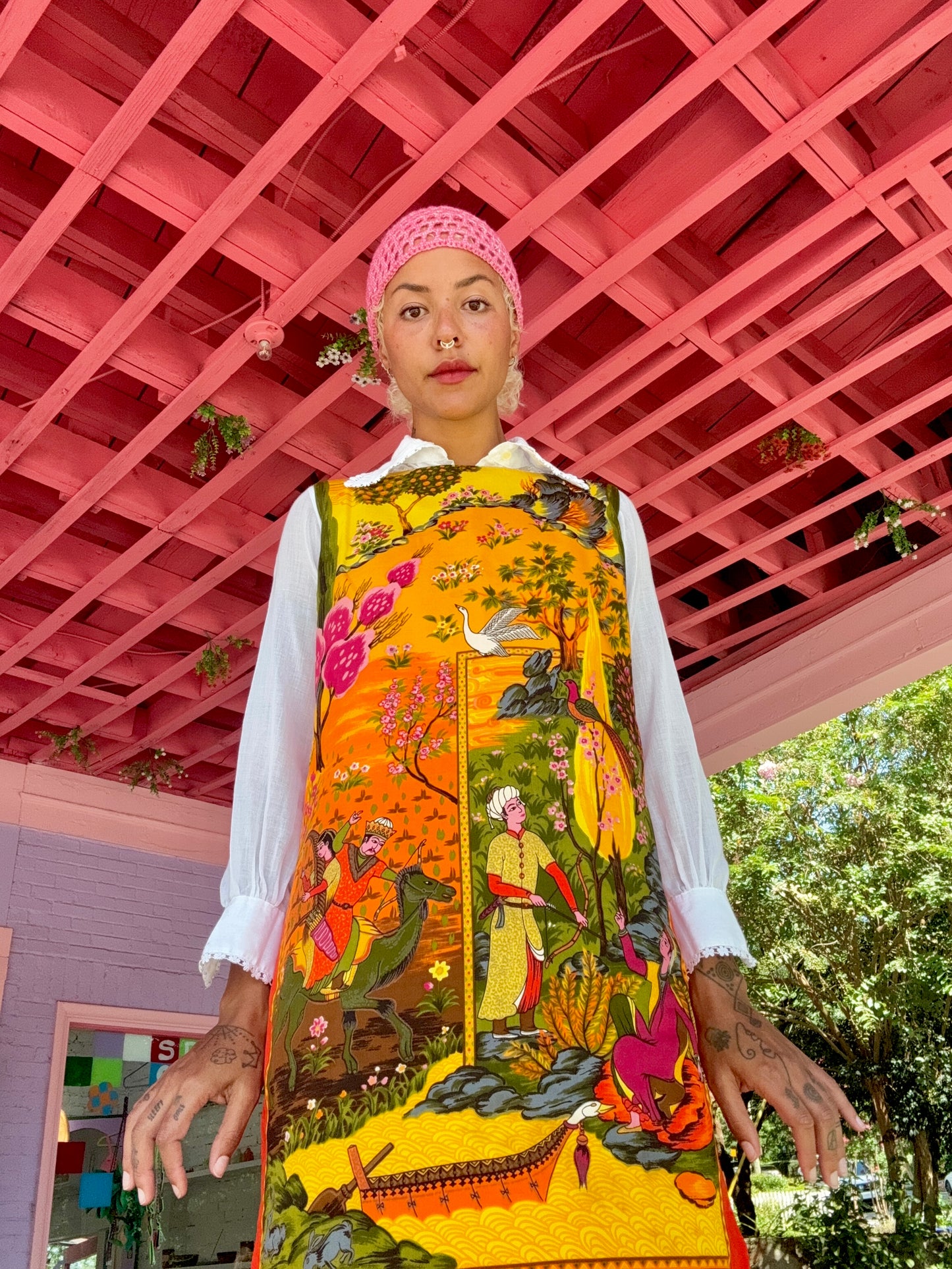 Sz M 50's Cotton Goldenrod Midi Dress