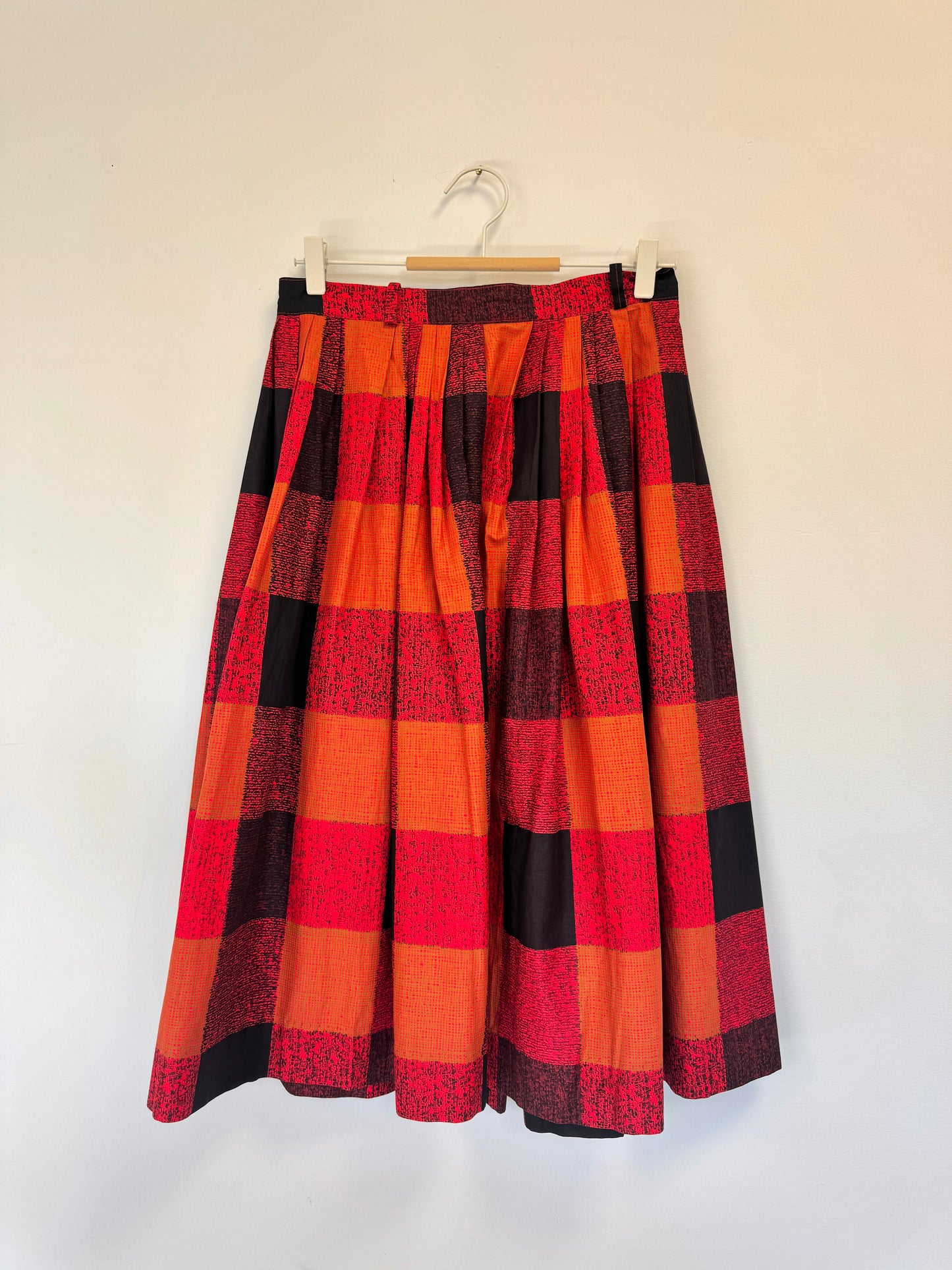 Sz M 50's/60's Plaid A-Line Skirt