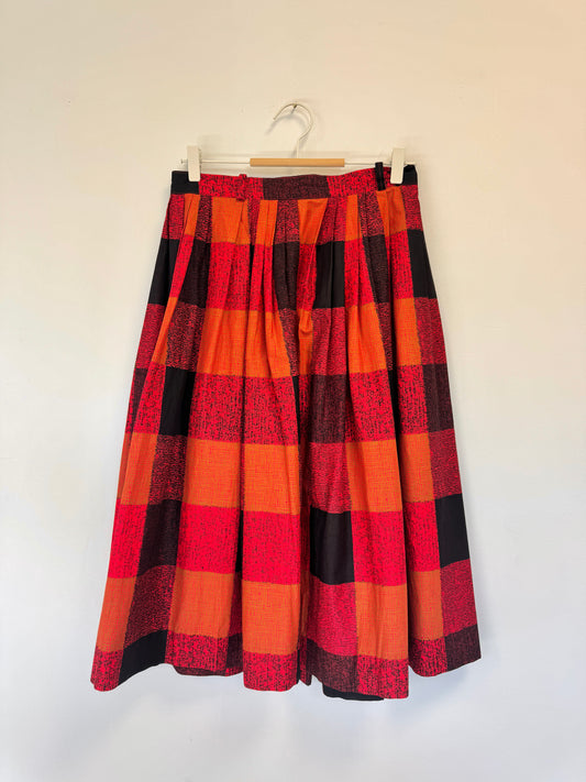 Sz M 50's/60's Plaid A-Line Skirt
