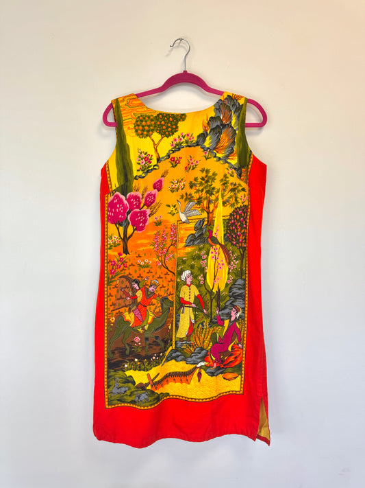 Sz M 50's Cotton Goldenrod Midi Dress