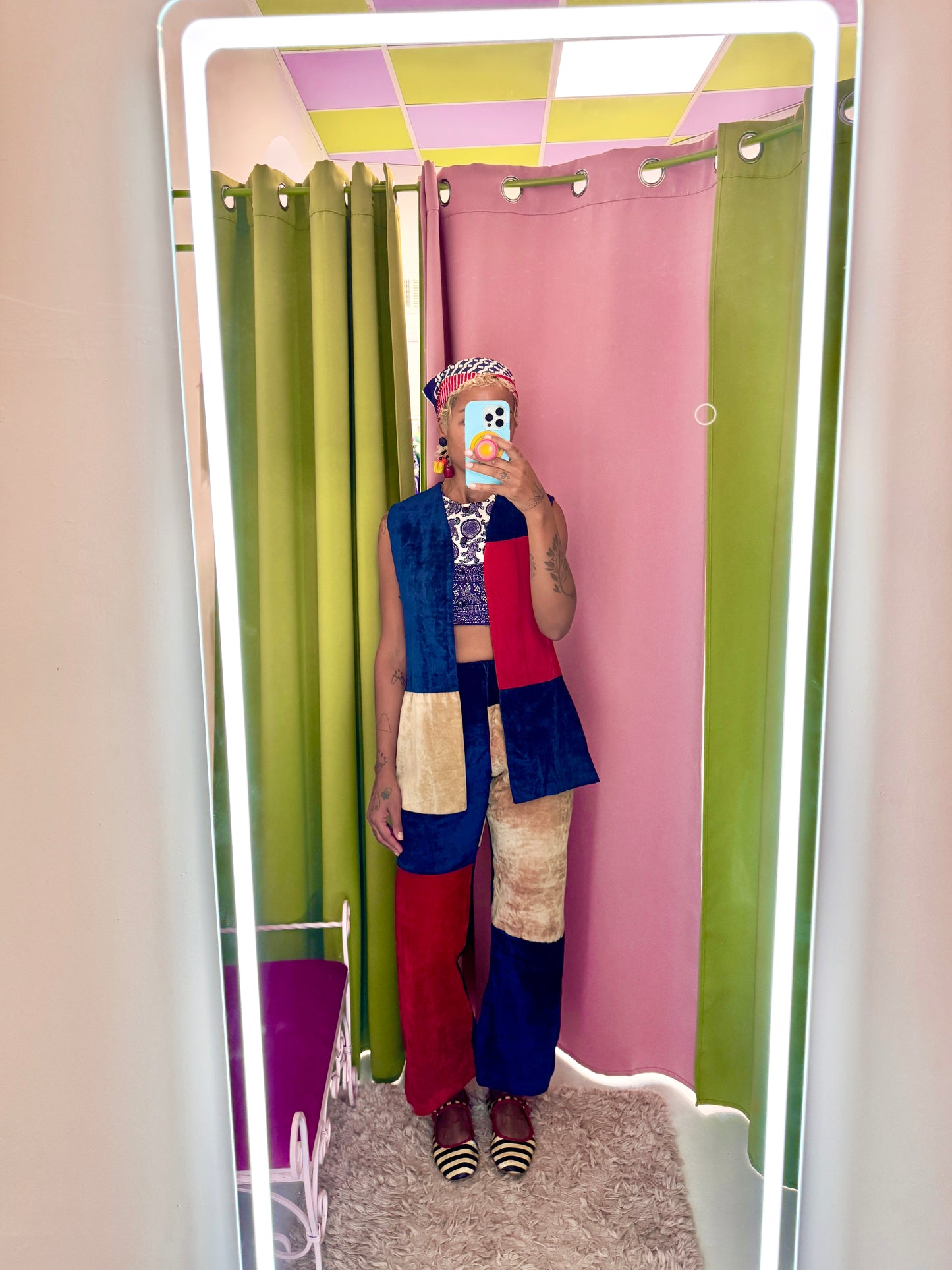 Size S, VTG Patchwork Velvet Pant Set