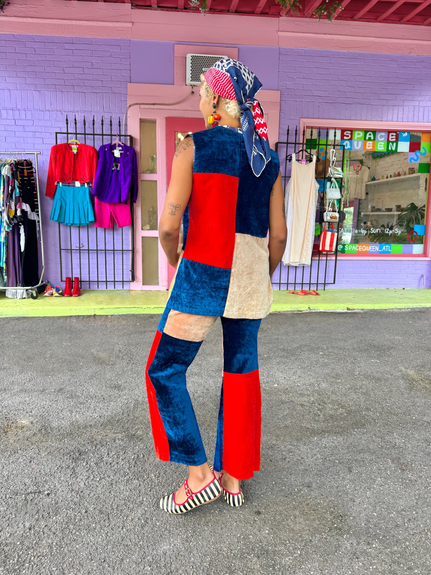 Size S, VTG Patchwork Velvet Pant Set