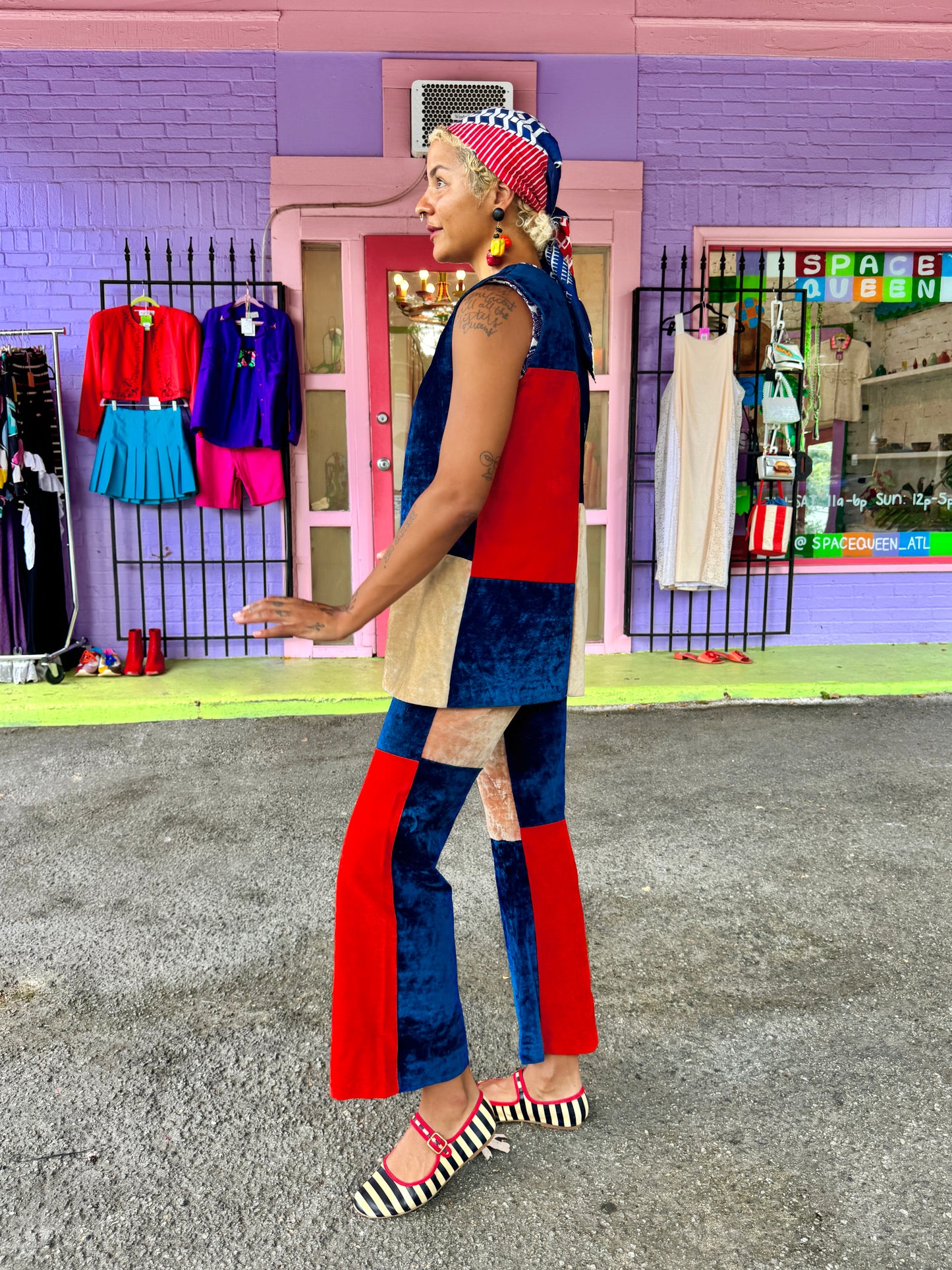 Size S, VTG Patchwork Velvet Pant Set