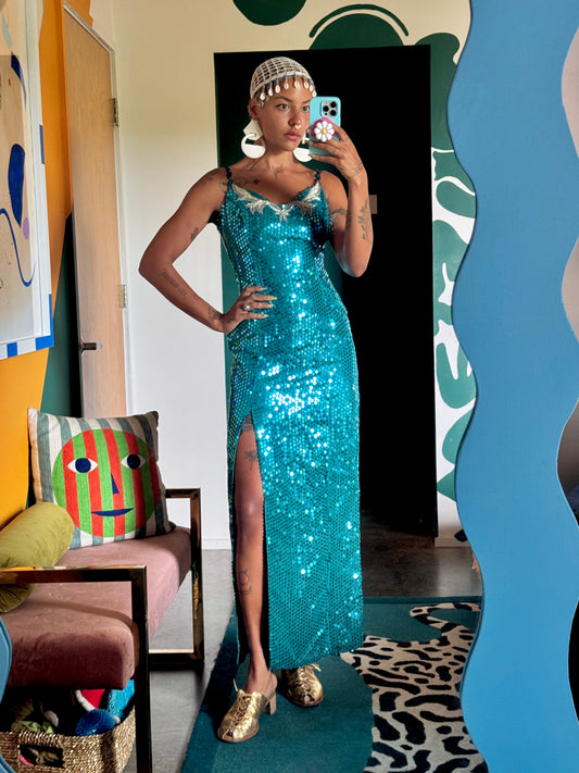 Size S, Vintage Sequin Showgirl Dress