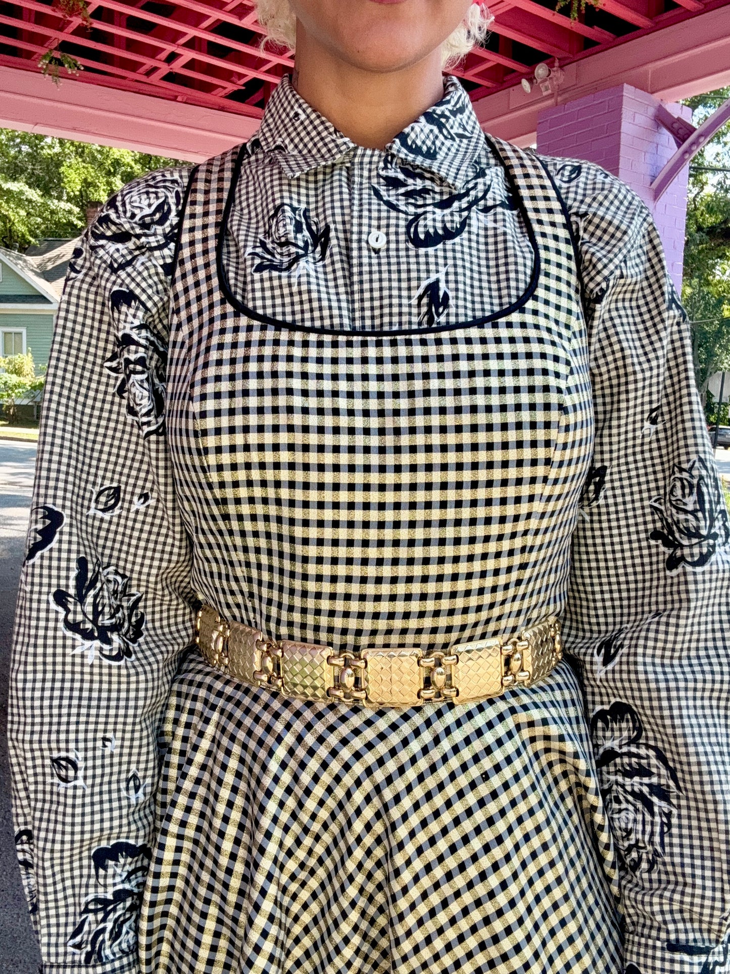 Sz M VTG Checkered A-Line Fit + Flare Dress