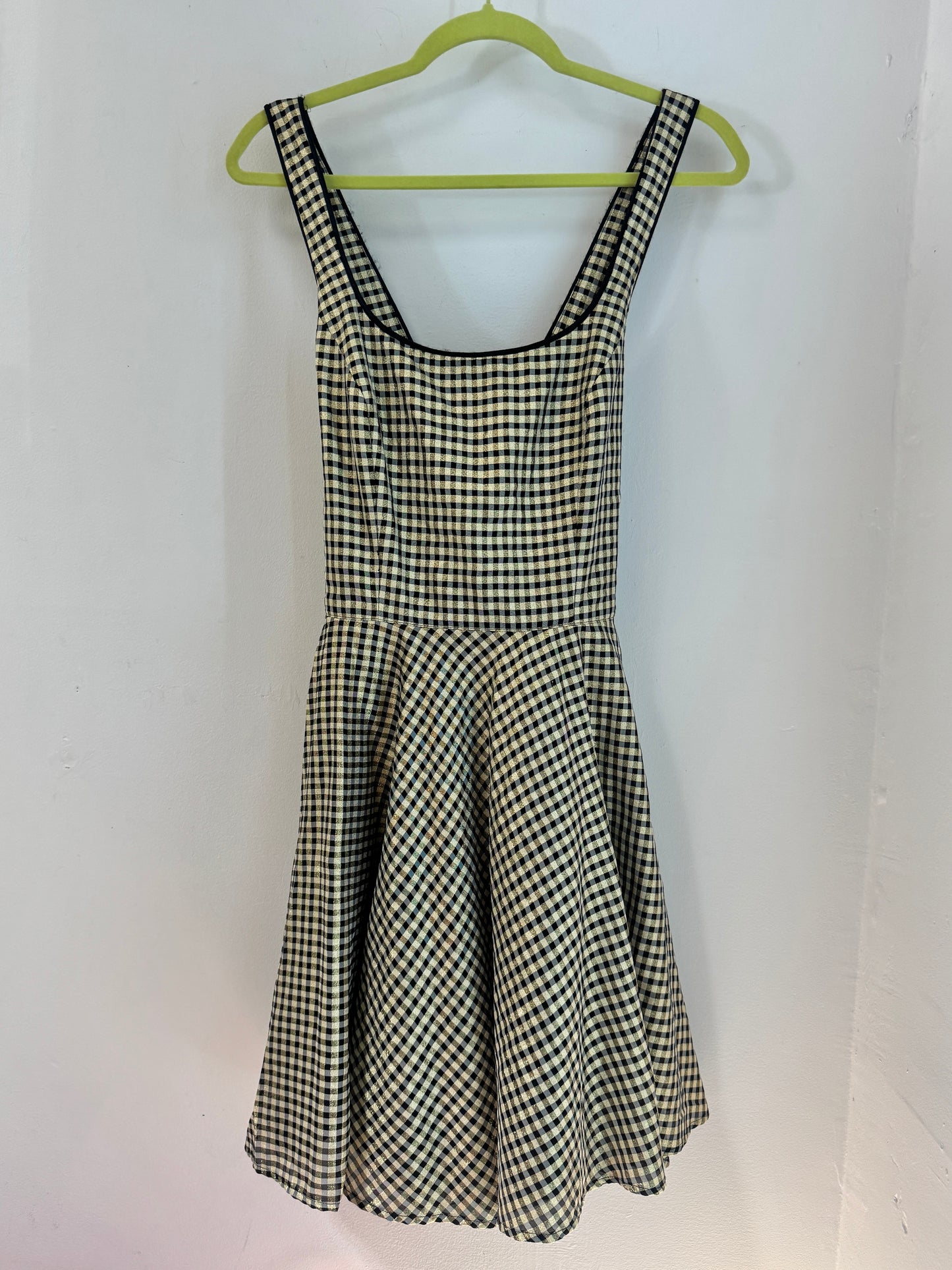 Sz M VTG Checkered A-Line Fit + Flare Dress