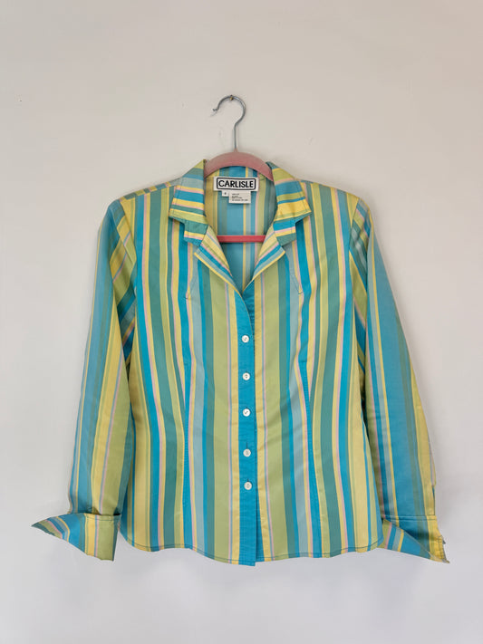 Sz M 100% Silk Pastel Button-Down