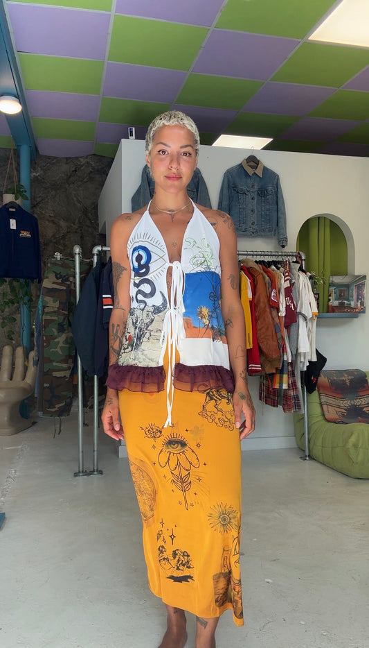 Hand-Printed Yellow Skirt | Celestial Habits