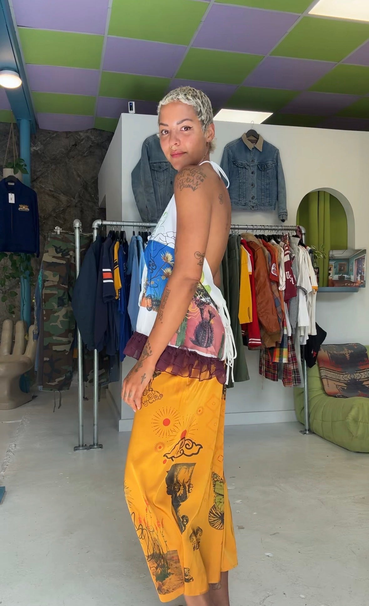 Hand-Printed Yellow Skirt | Celestial Habits