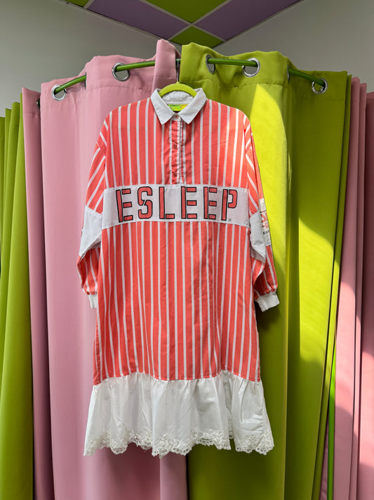 Sz L/XL Upcycled Esleep Stripe Ruffle Dress | MN X Community