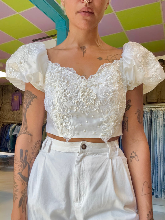 Sz S Upcycled Wedding Crop Top | MN X Community