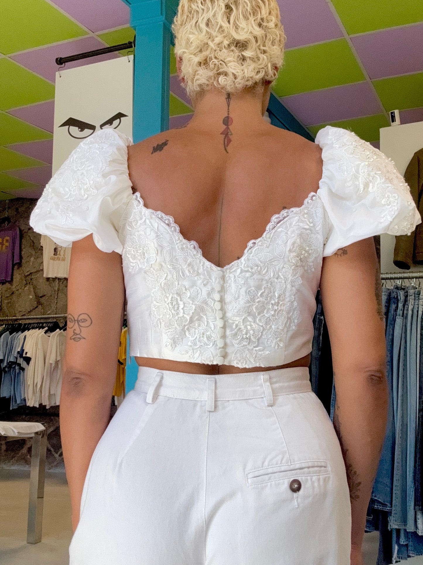 Sz S Upcycled Wedding Crop Top | MN X Community