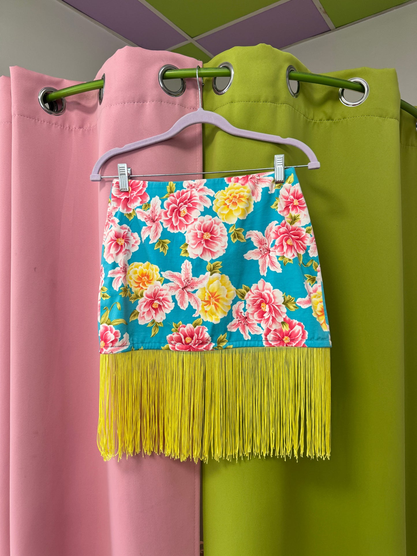 Sz S Upcycled Floral Fringe Mini Skirt | MN X Community