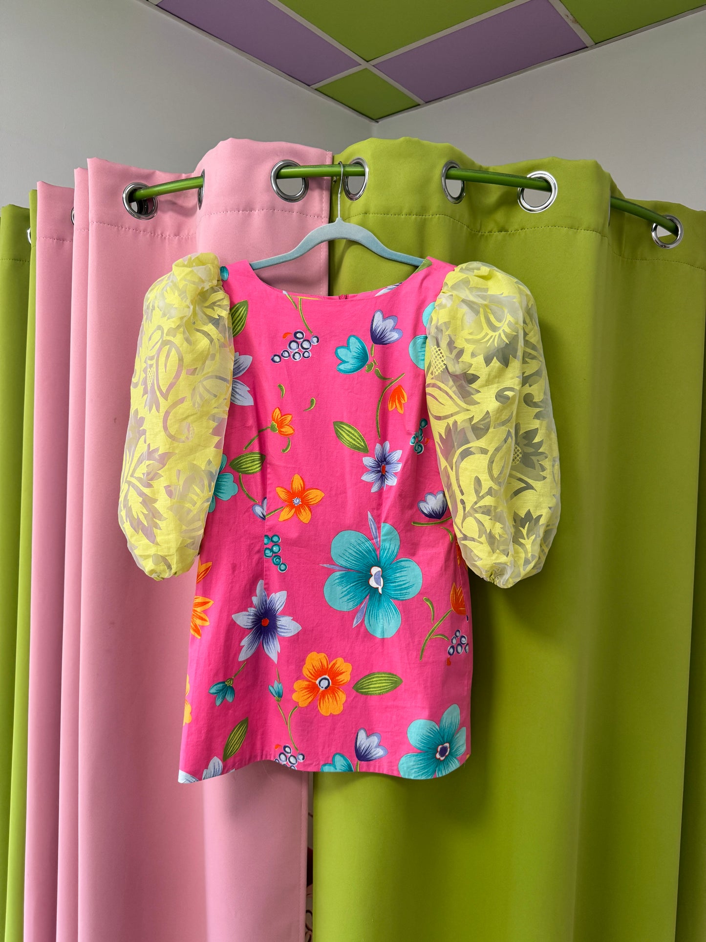 Sz S Upcycled Floral Puff Sleeve Mini Dress | MN X Community