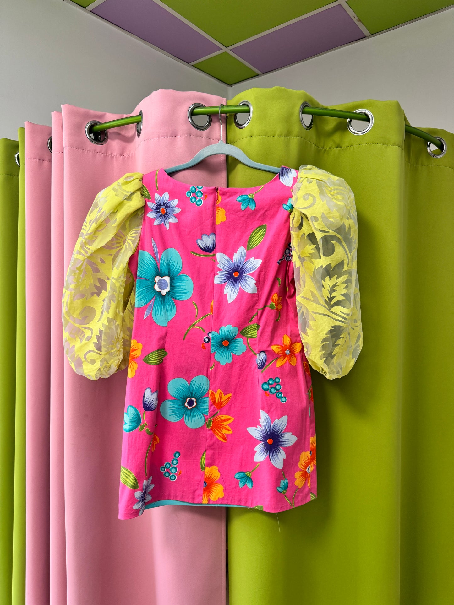 Sz S Upcycled Floral Puff Sleeve Mini Dress | MN X Community