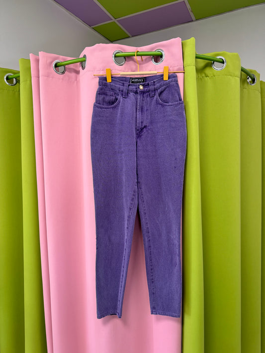 Sz XS 90's Versace Straight-Leg Purple Jeans