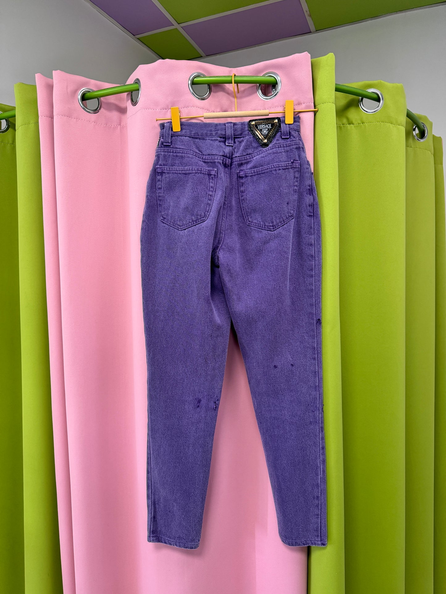 Sz XS 90's Versace Straight-Leg Purple Jeans