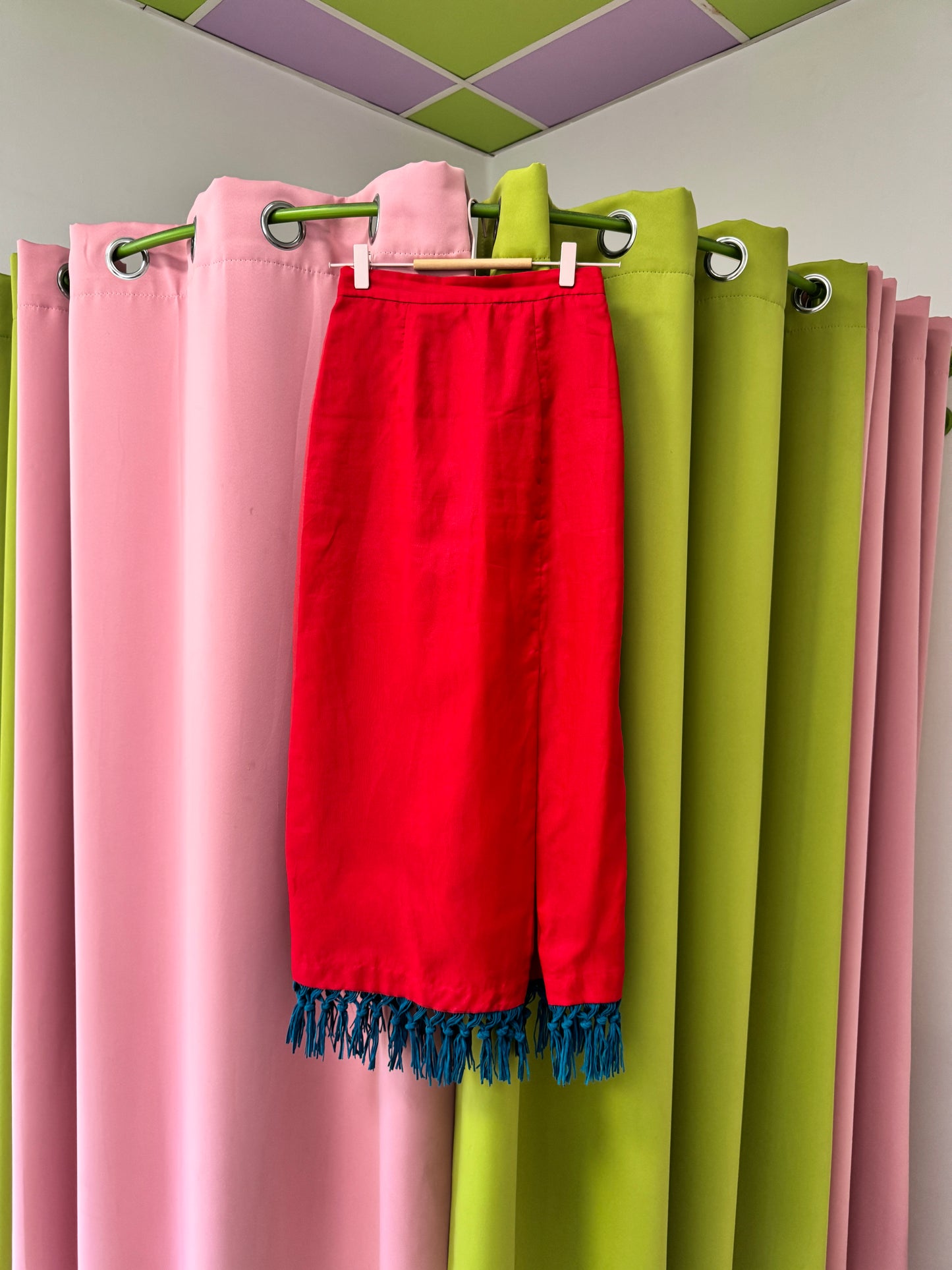 Sz M Berry Maxi Skirt with Fringe | MN X Community